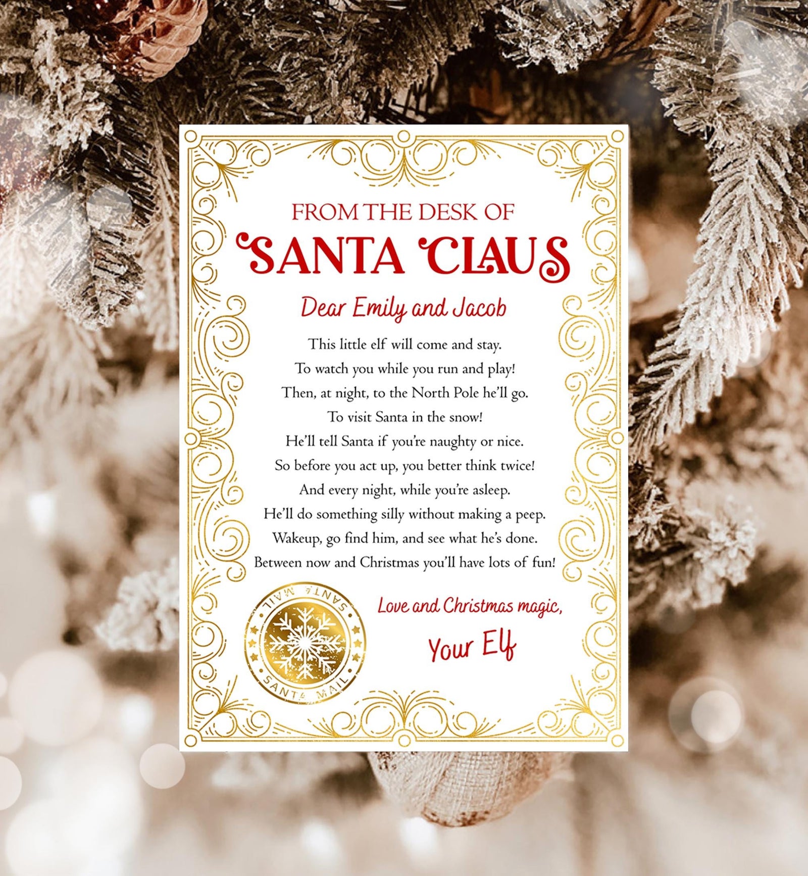 Editable From the Desk of Santa Claus First Time Elf Arrival Letter Return Letter Christmas Elf I'm Back Digital Template Printable 0523