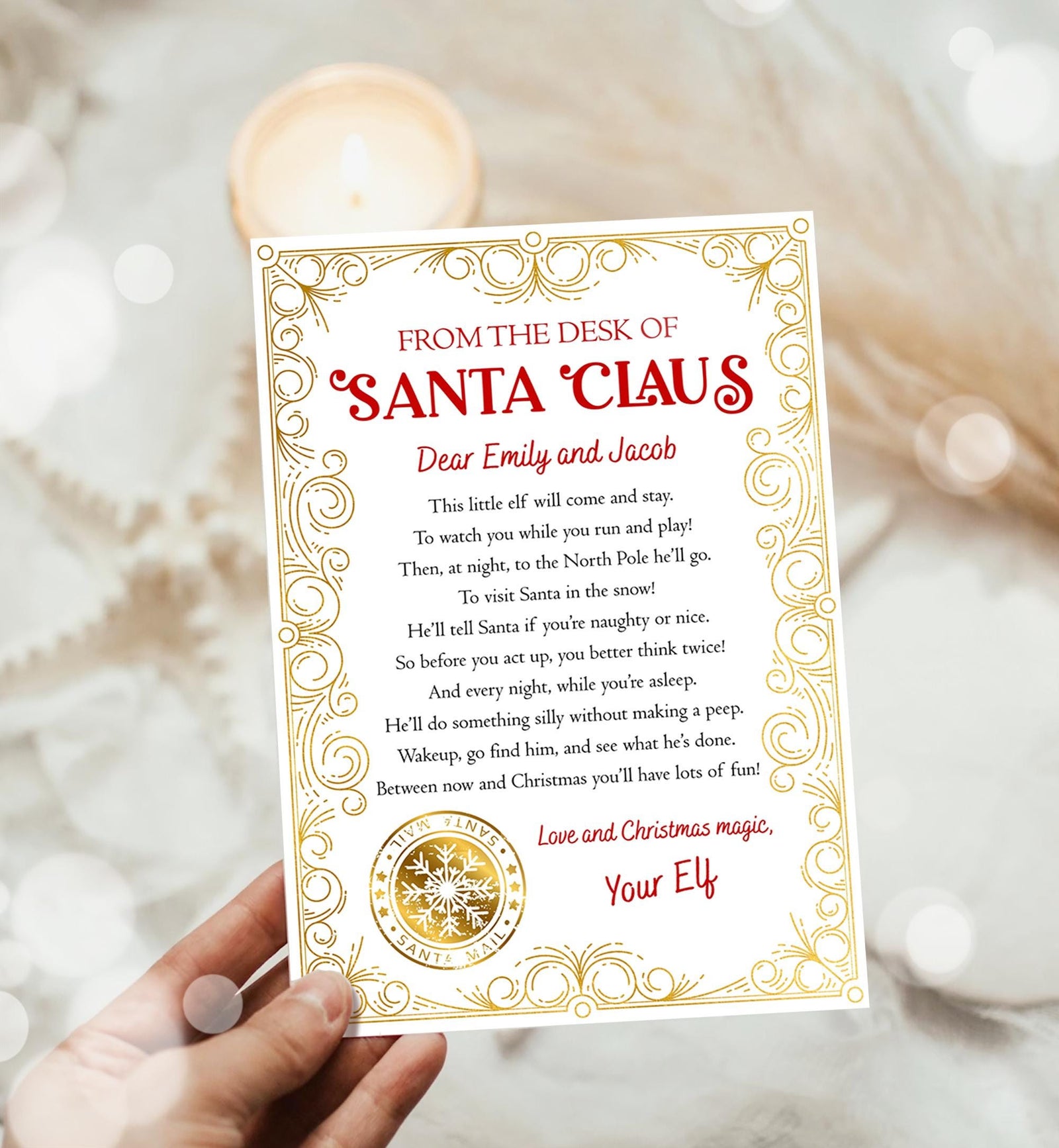 Editable From the Desk of Santa Claus First Time Elf Arrival Letter Return Letter Christmas Elf I'm Back Digital Template Printable 0523