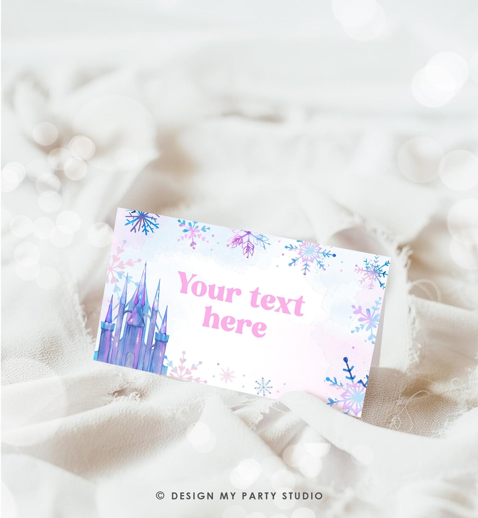 Editable Winter Snowflake Food Label Tent Card Winter Onederland Wonderland Pink Girl Christmas Party Place Digital Template Printable 0518