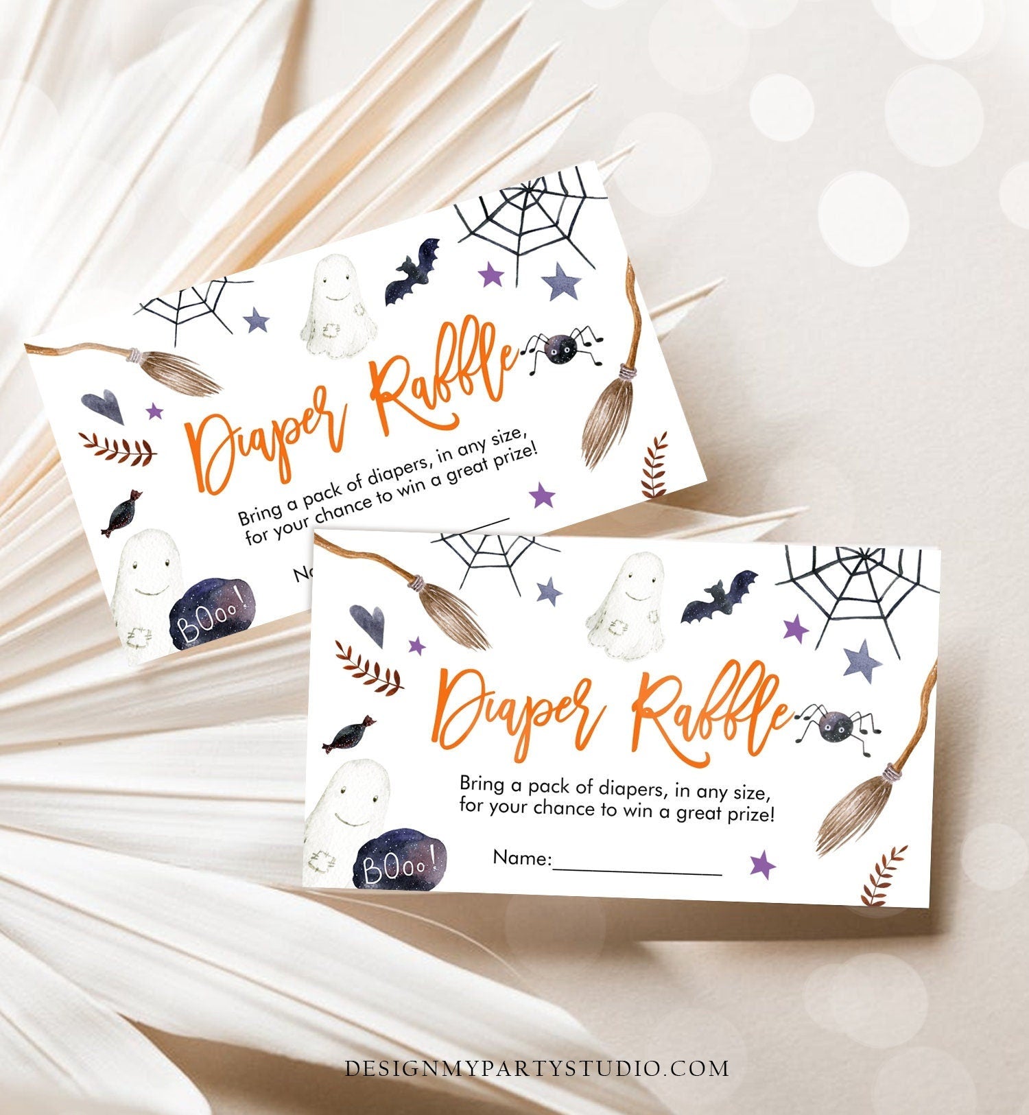 Editable Halloween Diaper Raffle Ticket Peek a Boo Halloween Baby Shower Registry Card Diaper Game Digital Download Template Printable 0199
