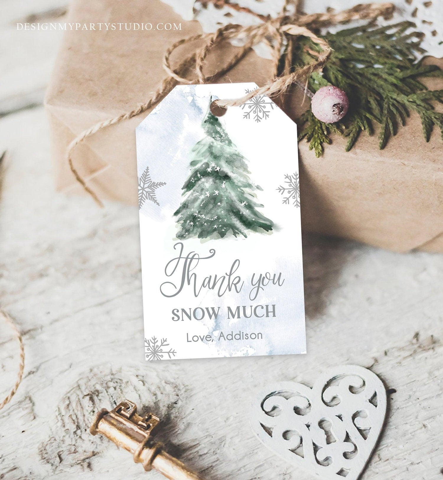 Editable Winter Thank you tags Winter Onederland Holiday Christmas Thank You Snow Much Baby Shower Birthday Gift Tag Corjl Printable 0363