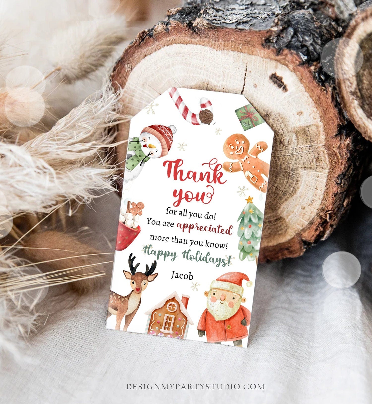 Editable Thank you for all you do Favor Tag Christmas Gift Holiday Appreciation Teacher Family Staff Digital Template Printable 0443 0445