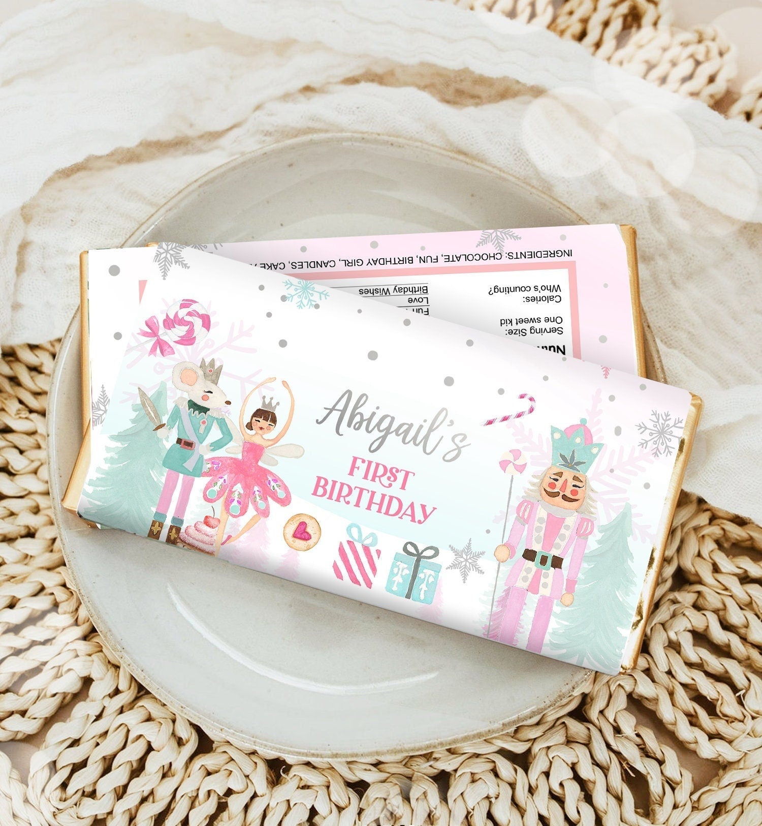 Editable Nutcracker Chocolate Bar Labels Candy Bar Nutcracker Birthday Winter Land of Sweets Digital Download Template Printable 0352