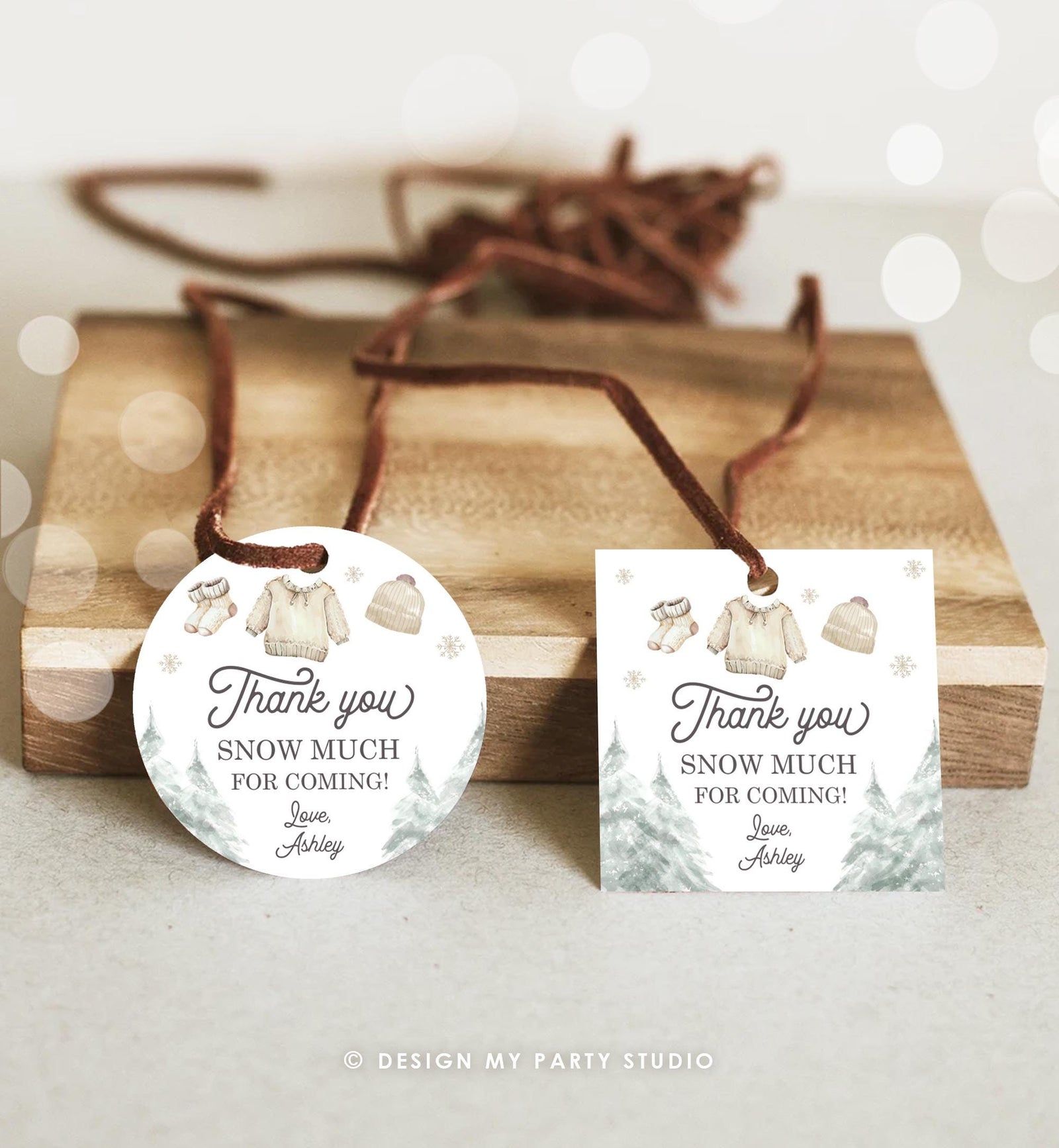 Editable Winter Baby Clothes Baby Shower Favor Tag Baby It's Cold Outside Christmas Watercolor Digital Download Template Printable 0491
