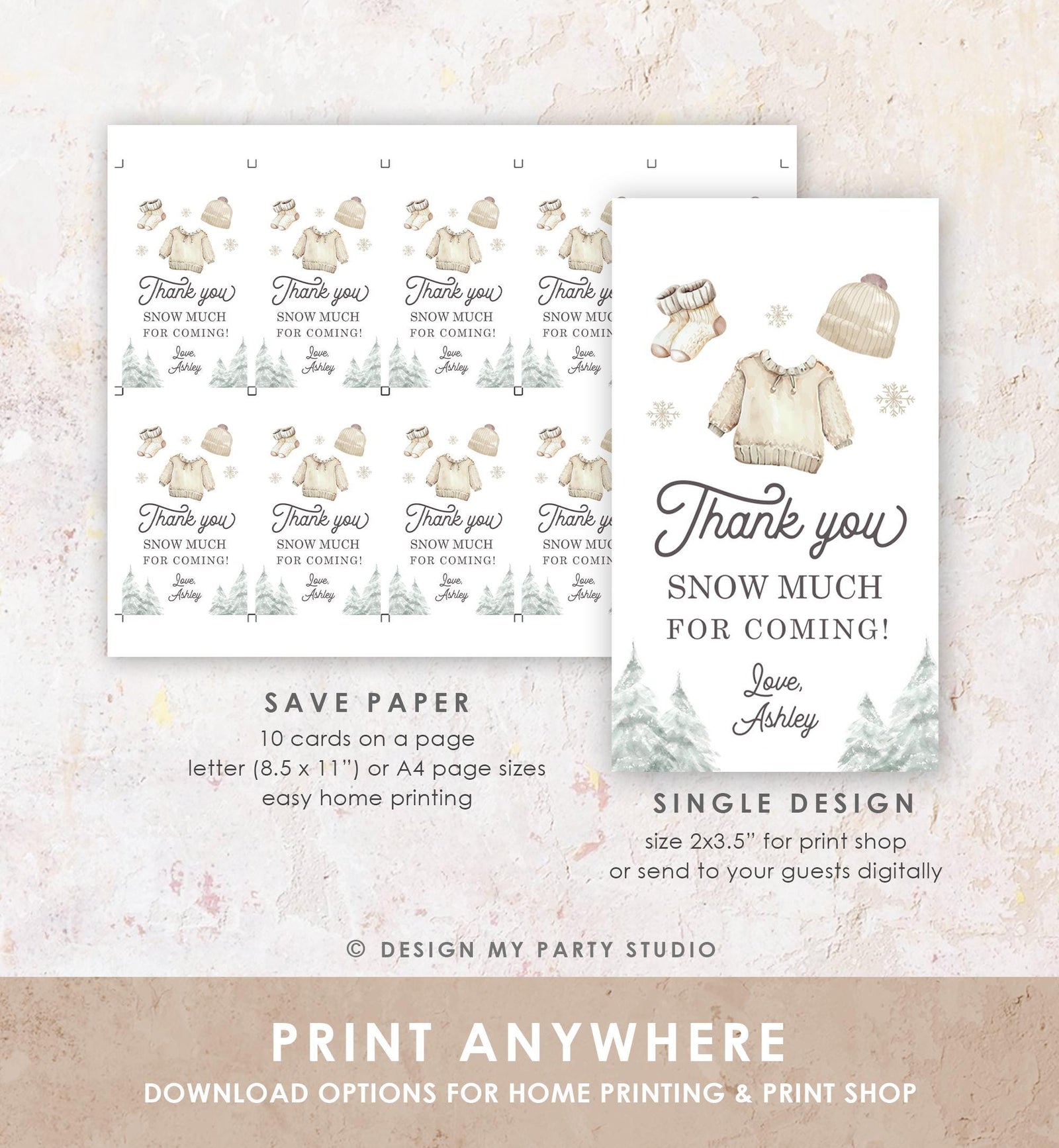 Editable Winter Baby Clothes Baby Shower Favor Tag Baby It's Cold Outside Christmas Watercolor Digital Download Template Printable 0491