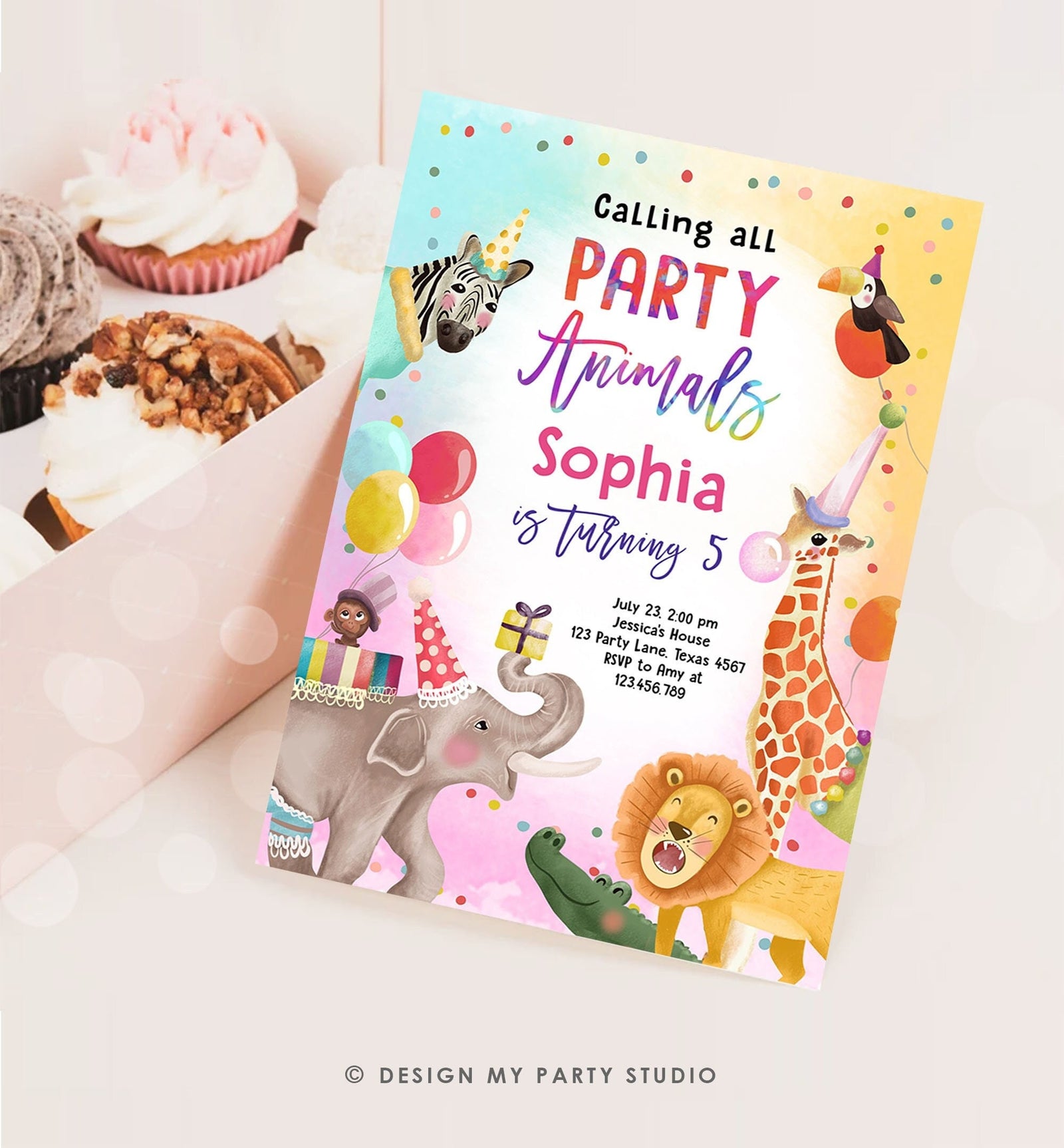 Editable Calling All Party Animals Birthday Invitation Wild One Jungle Zoo Safari Animals Boy Girl Digital Download Template Printable 0512