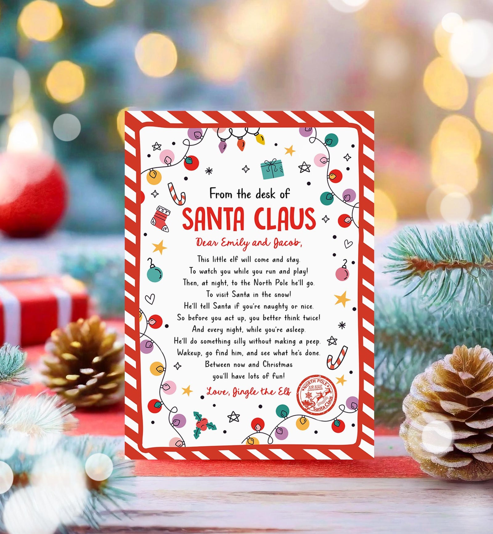 Editable From the Desk of Santa Claus First Time Elf Arrival Letter Return Letter Christmas Elf I'm Back Digital Template Printable 0521