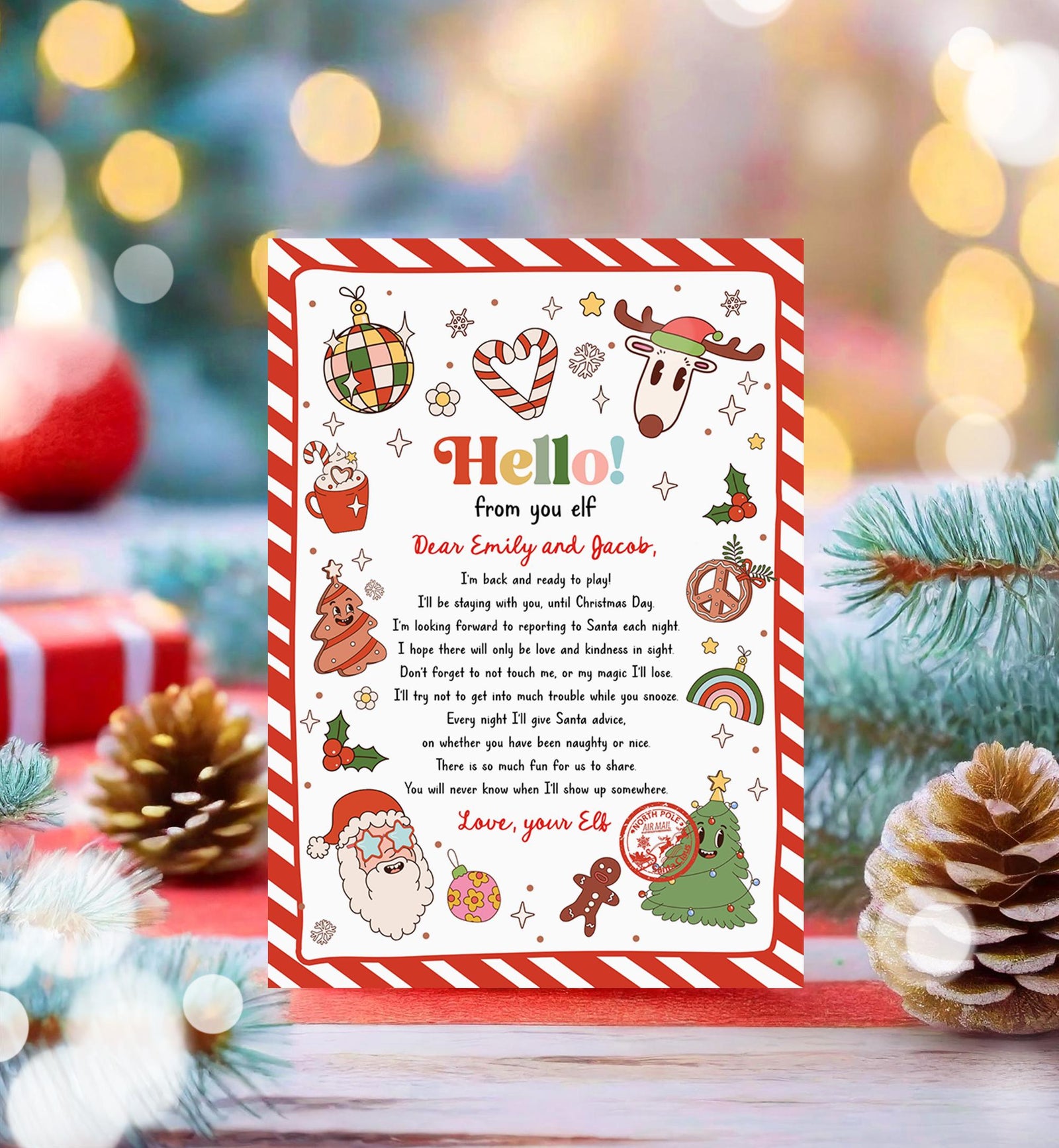 Editable Hello From Your Elf Arrival Letter Return Letter Christmas Elf I'm Back Elf Welcome Elf Digital Download Template Printable 0522