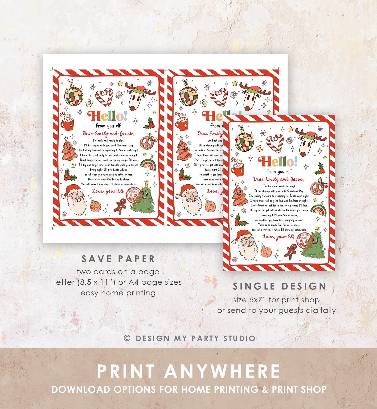 Editable Hello From Your Elf Arrival Letter Return Letter Christmas Elf I'm Back Elf Welcome Elf Digital Download Template Printable 0522