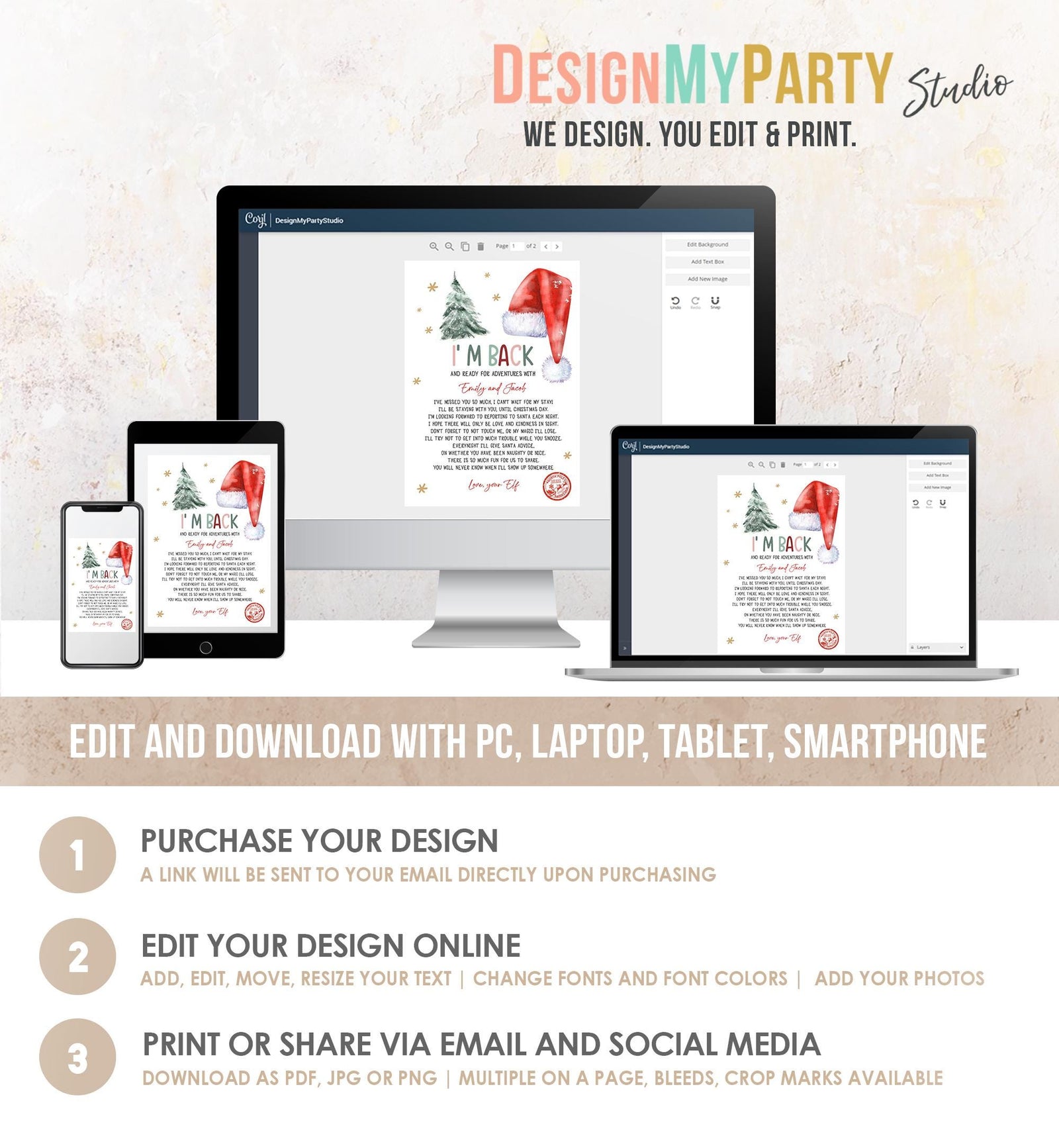 Editable Elf I'm Back Arrival Letter Return Letter Christmas Elf Elf Welcome Christmas Elf Letter From Your Elf Printable Template 0444