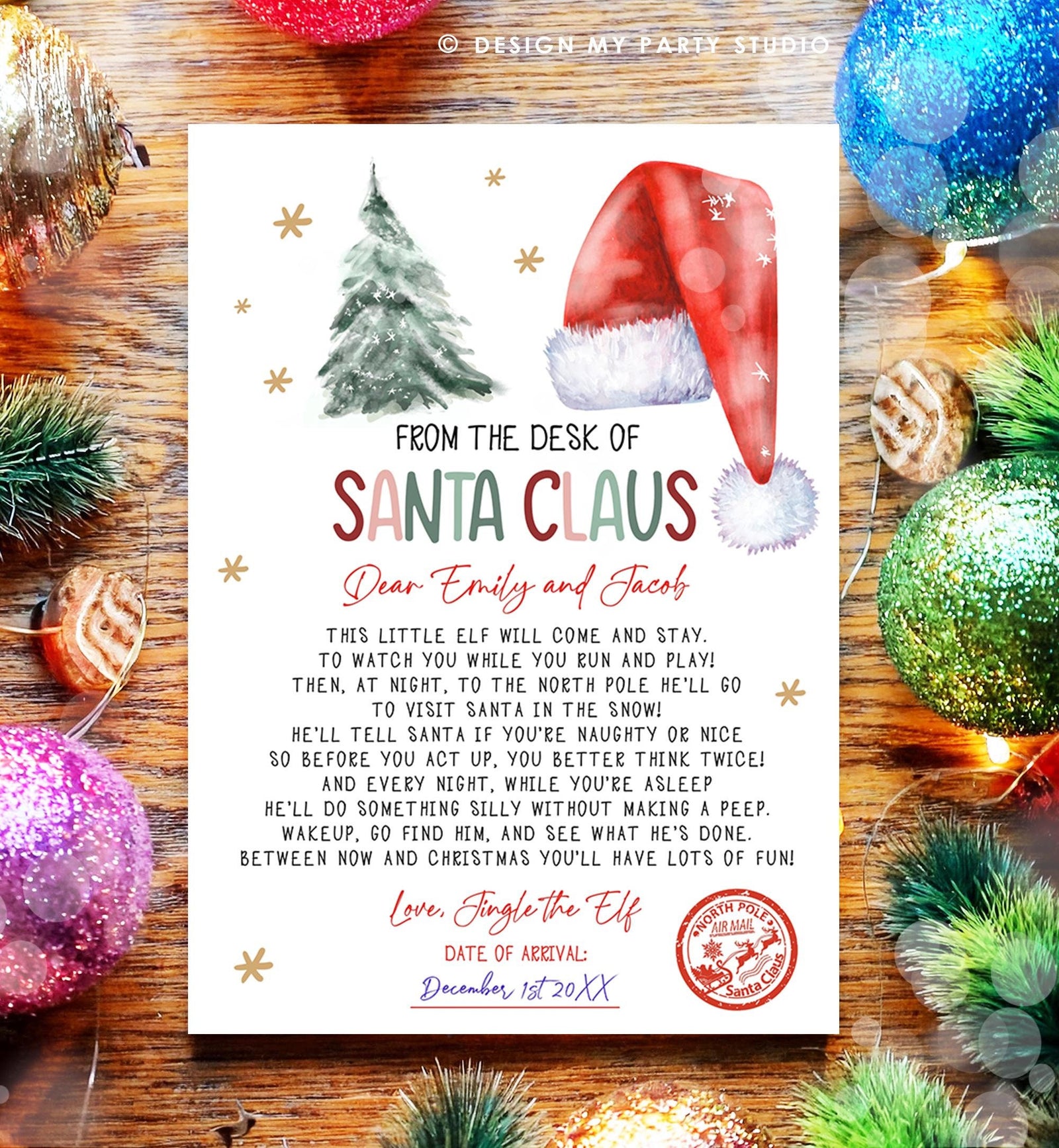 Editable Letter from Santa Claus From The Desk of Santa Christmas Eve Hello Elf North Pole Mail Digital Download Template Printable 0444