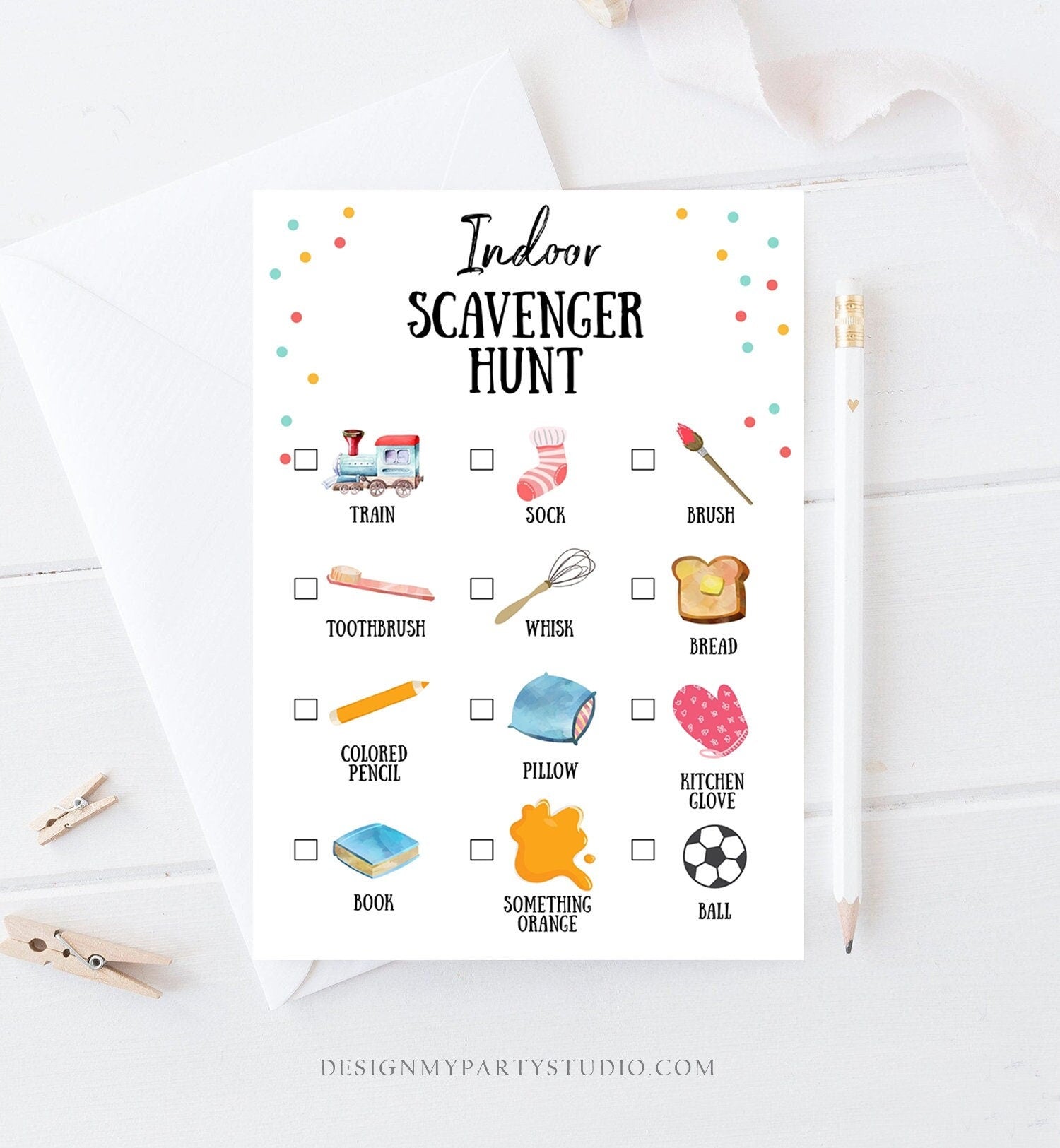 Editable Indoor Scavenger Hunt for Kids Preschool Game Toddler Activity Printable Game Day Play Activities for Kids Download Corjl Template