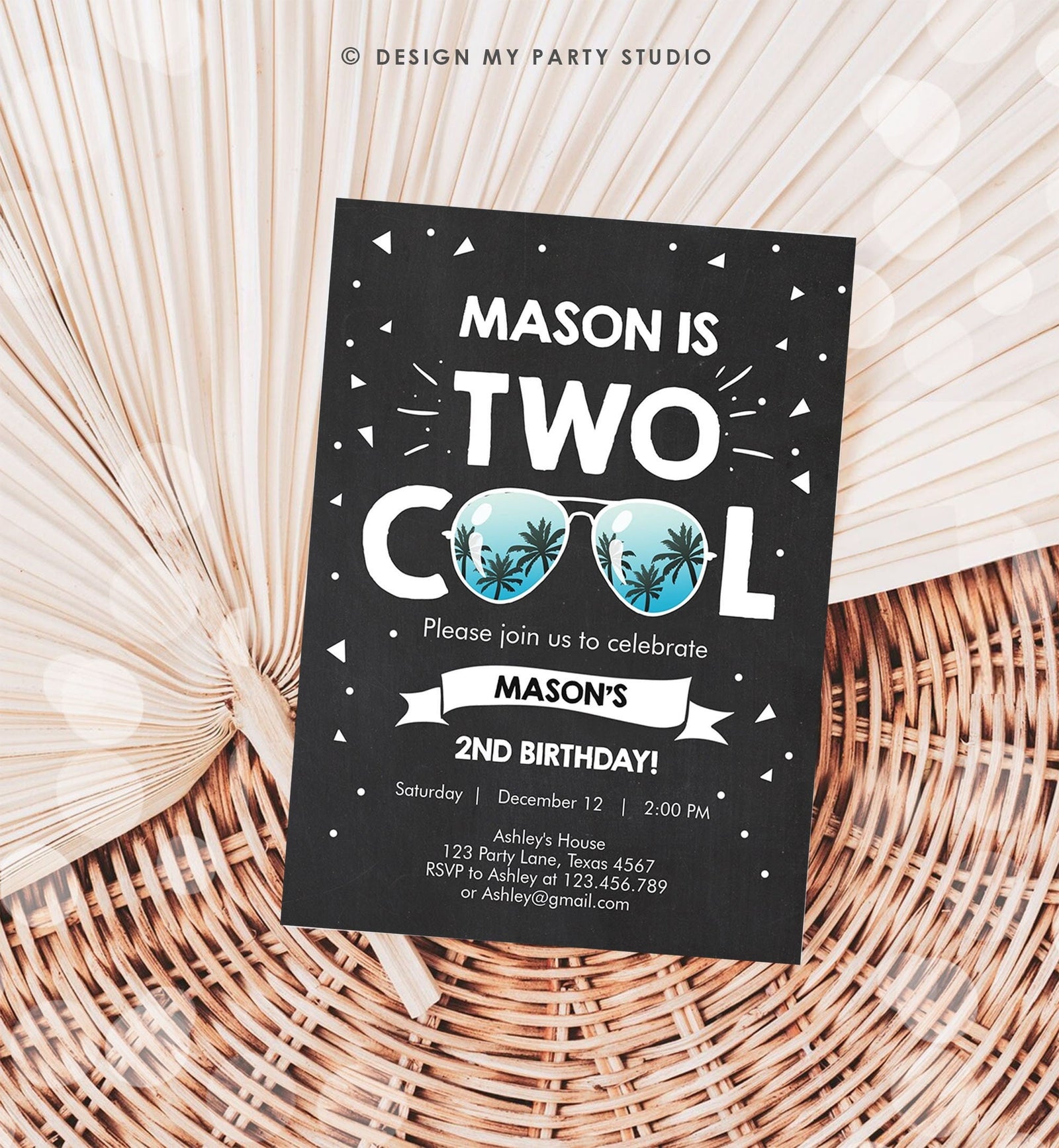 Editable Two Cool Birthday Invitation Boy Second Birthday Party 2nd I'm this Many Two Cool Digital Download Evite Template Printable 0136
