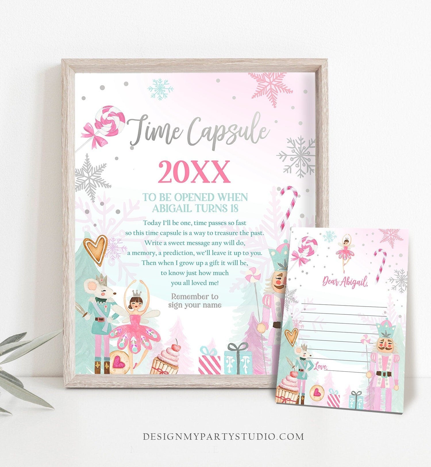 Editable Nutcracker Time Capsule Nutcracker First Birthday Party Girl Land of Sweets Winter Fairy Guestbook Digital Template Printable 0352