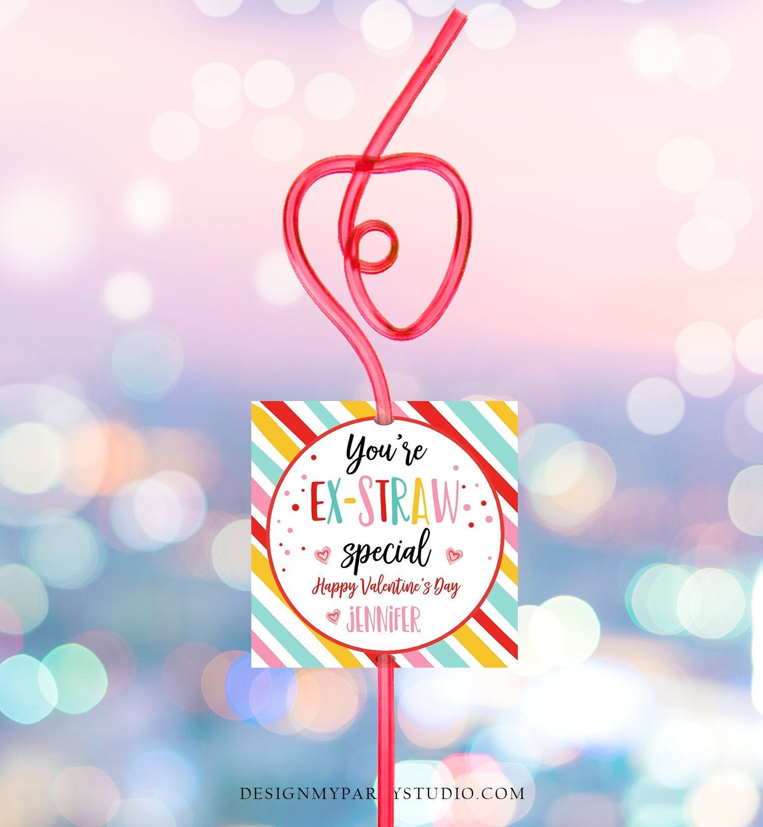 Editable Crazy Straw Tags Valentine Tags You're Ex-Straw Special Valentine Cards for Kids School Digital Download Template Printable 0370