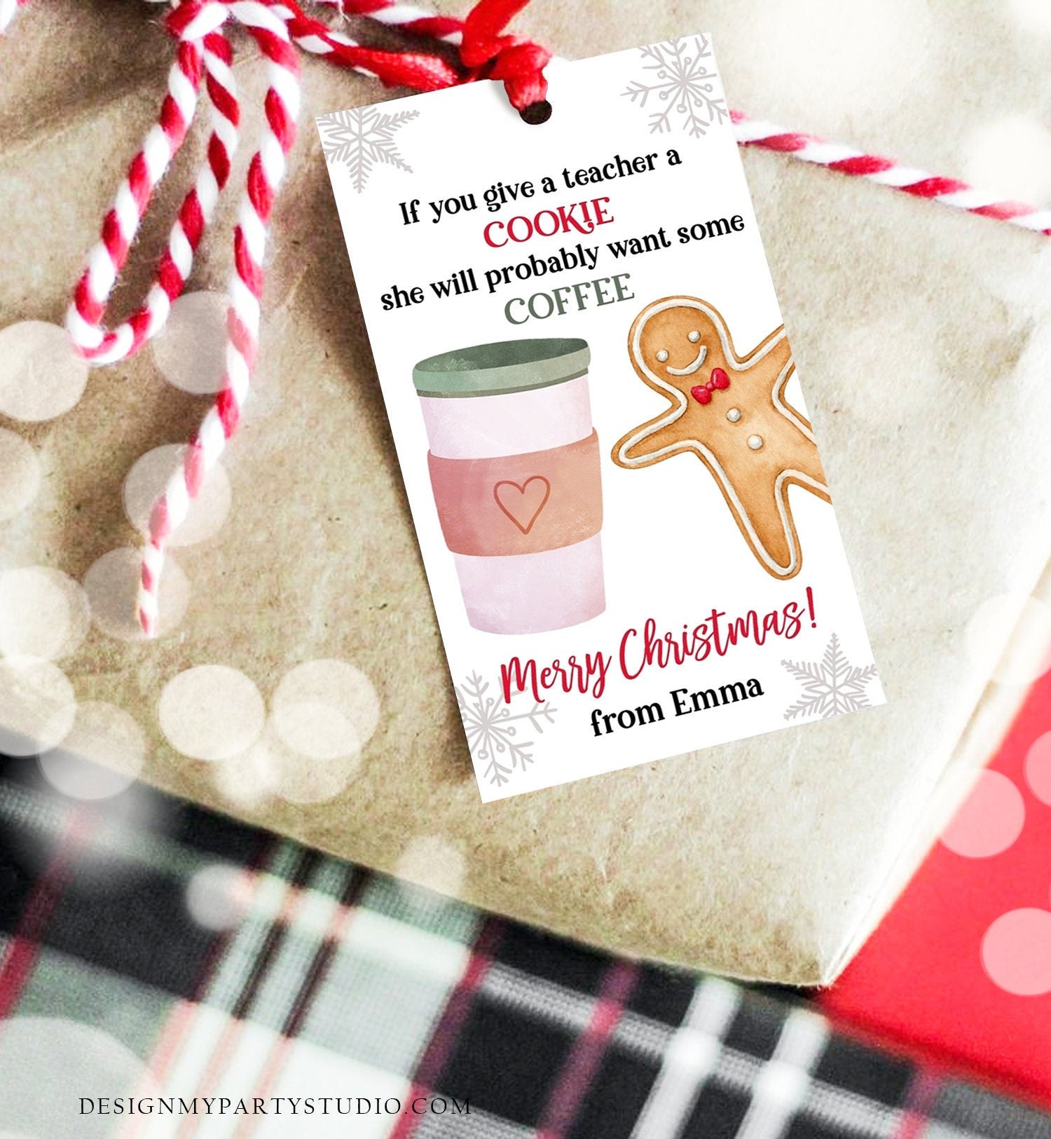 Editable Cookie Gift Tag Teacher Appreciation Tag Christmas Give A Teacher A Cookie ag Coffee Digital Download Template Printable 0362 0443