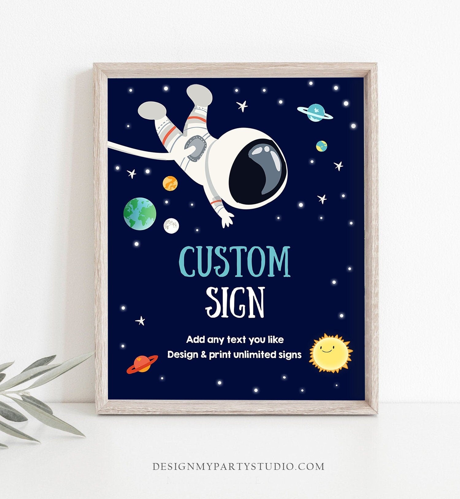 Editable Custom Sign Space Birthday Sign Galaxy Birthday Outer Space Party Boy Astronaut Planets Digital Download Template Printable 0259