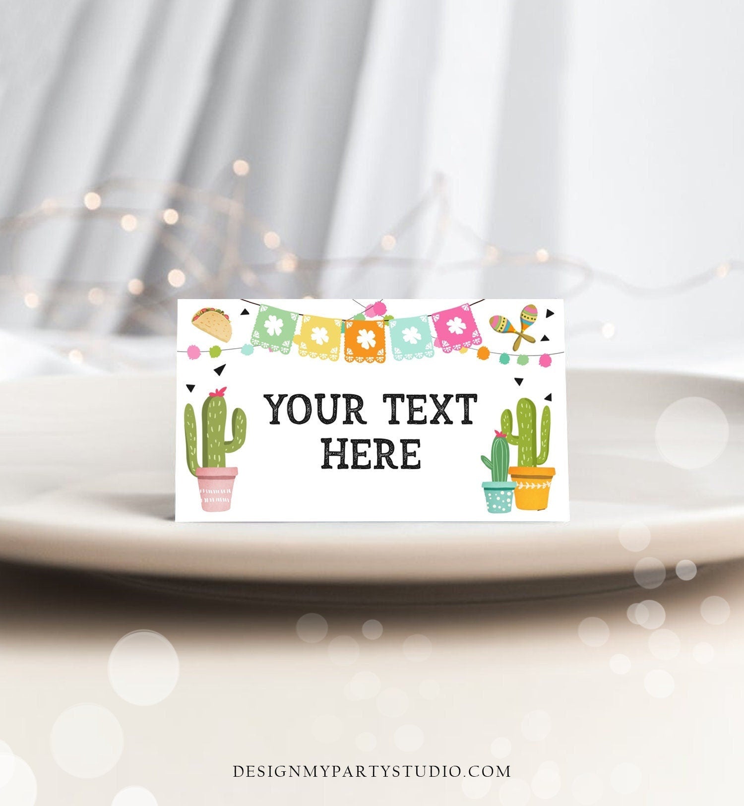 Editable Fiesta Taco Food Labels Fiesta Party Place Tent Birthday Baby Shower Mexican Fiesta Cactus Decor Digital Template Printable 0161