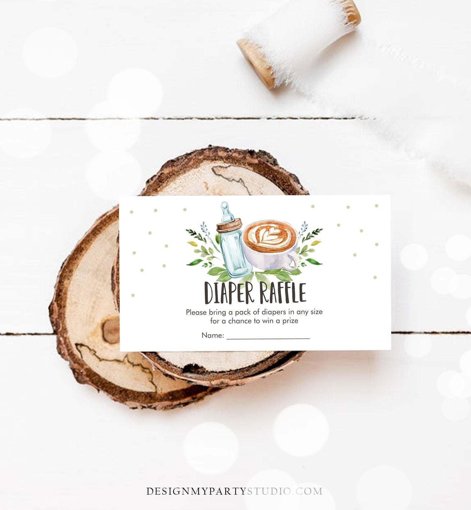 Editable Diaper Raffle Ticket Diaper Game Card Baby is Brewing Shower Insert Coffee Baby Shower Digital Download Template Printable 0190