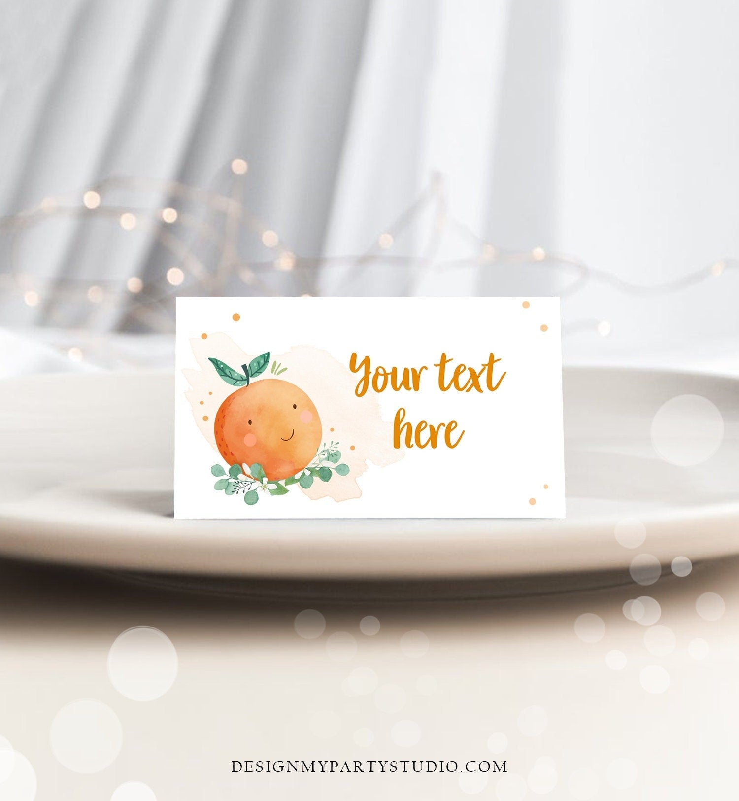 Editable Little Cutie Food Label Cutie Place Card Tent Folded Cutie Baby Shower Decor Clementine Orange Digital Template Printable 0430