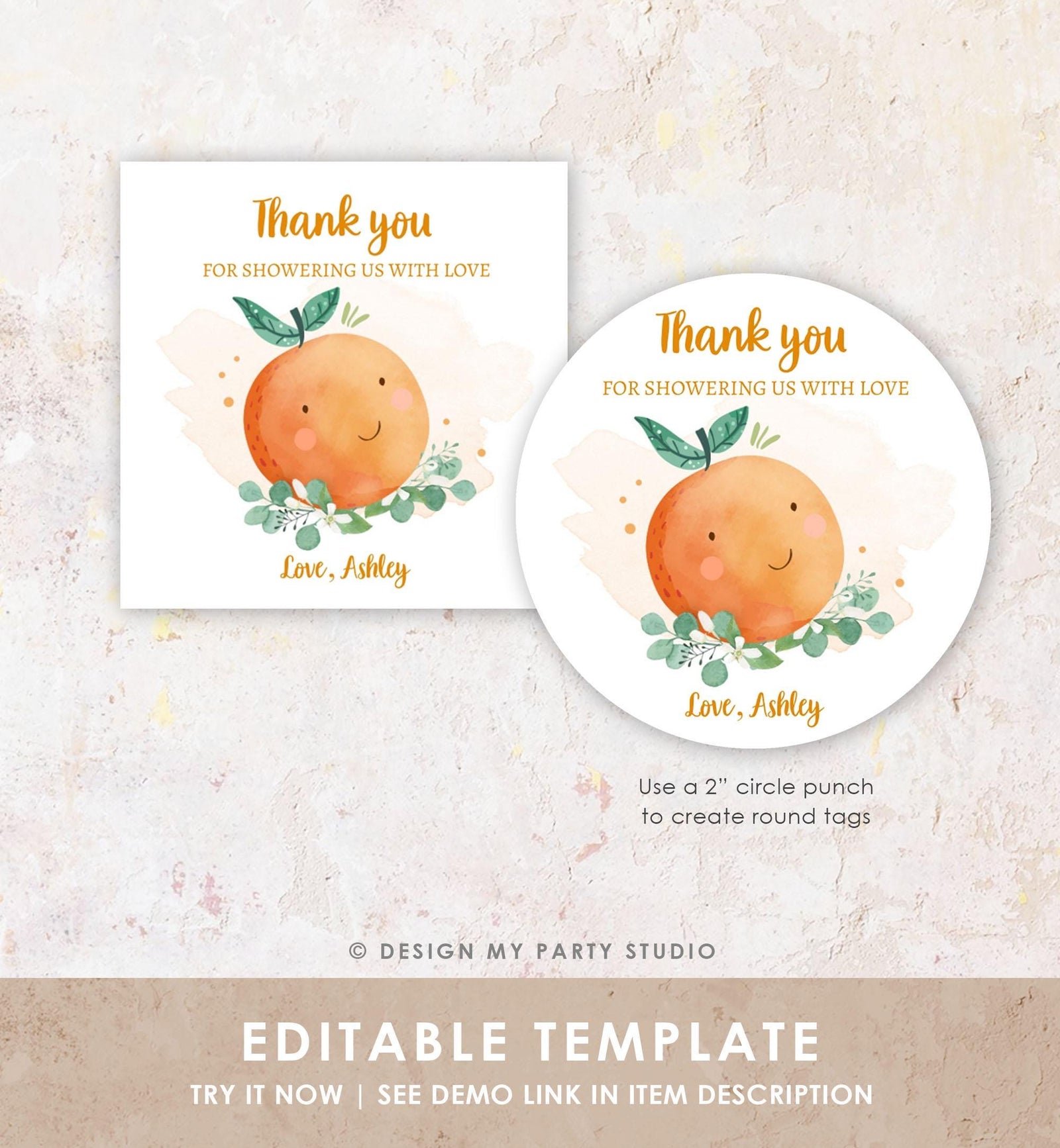 Editable A Little Cutie is on The Way Favor Tag Orange Clementine Baby Shower Cutie Sticker Gender Neutral Template Digital Printable 0330