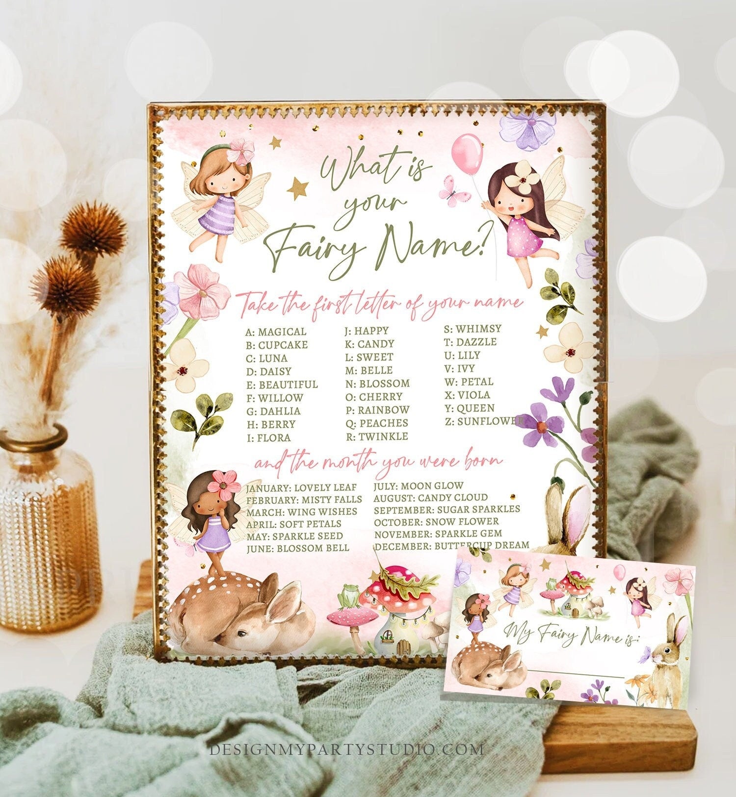 What Is your Fairy Name Fairy Birthday Game Fairy Forest Party Activity Fairy Tea Party Game Floral Whimsical Template Printable Corjl 0438