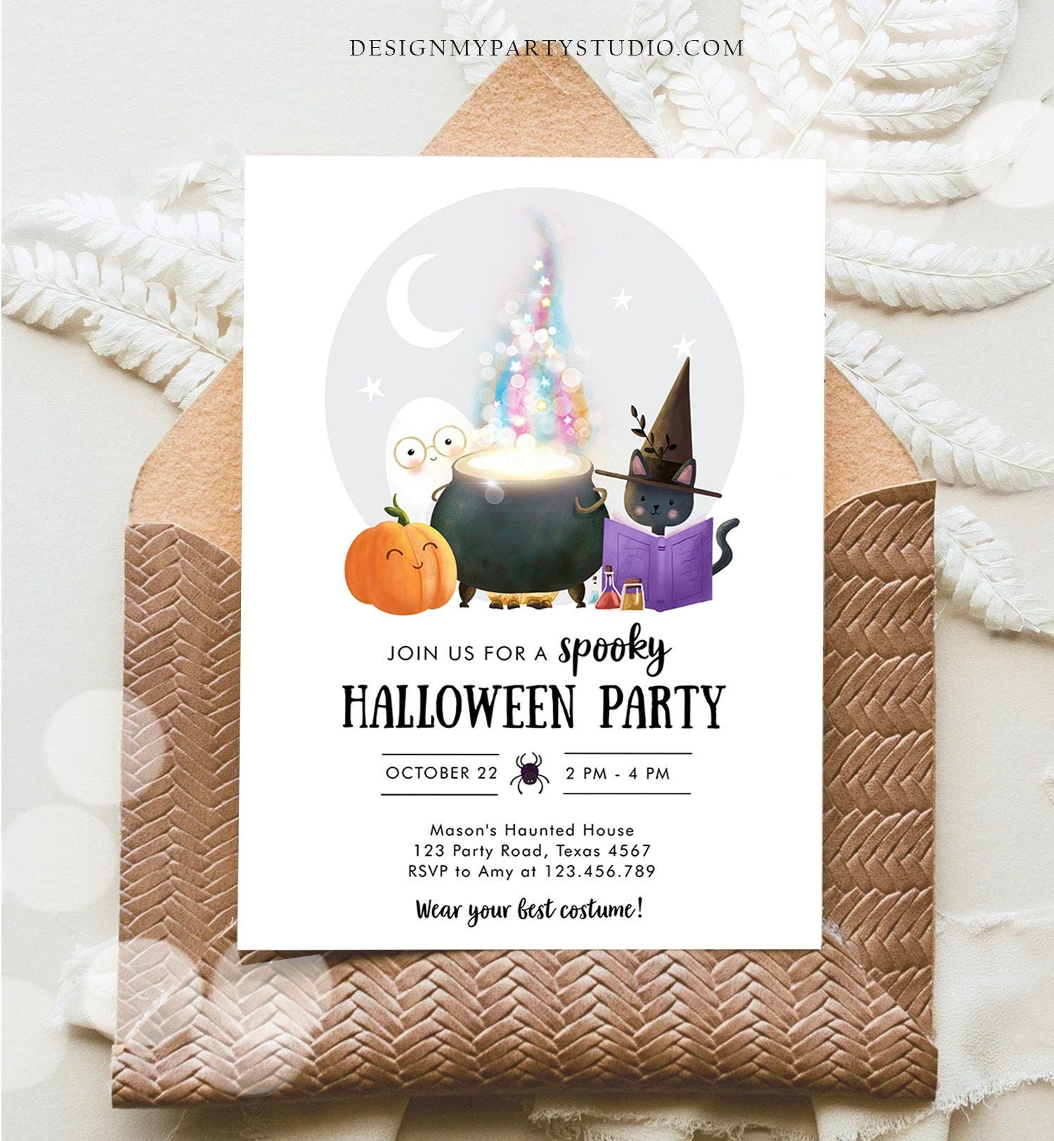 Editable Halloween Party Invitation Halloween Birthday Kids Costume Party Spooky Celebration Digital Evite Template Printable 0480 0009