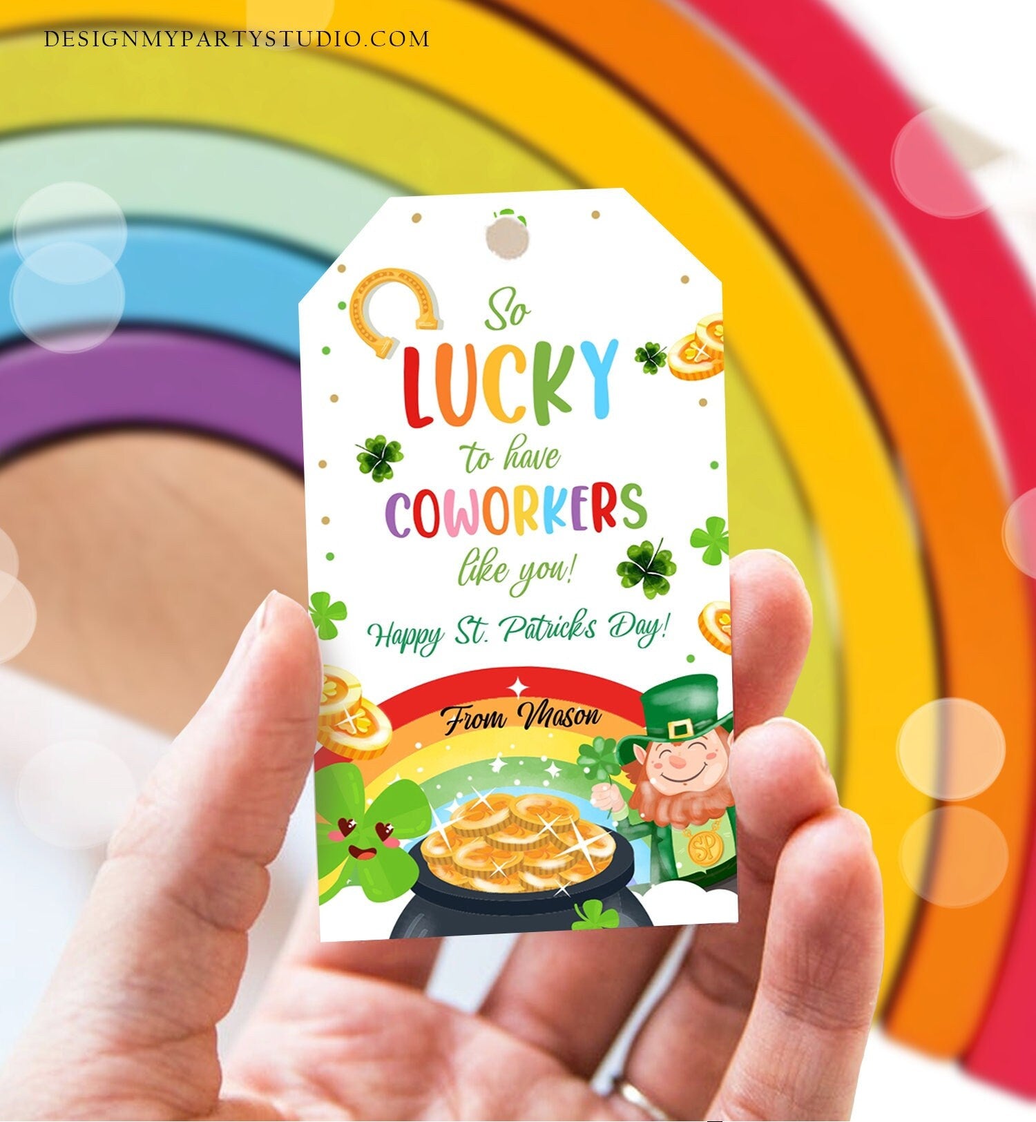 Editable St. Patrick's Day Tag Staff Gift Lucky To Have Coworkers Appreciation Team Member Office Friend Digital Template Printable 0451