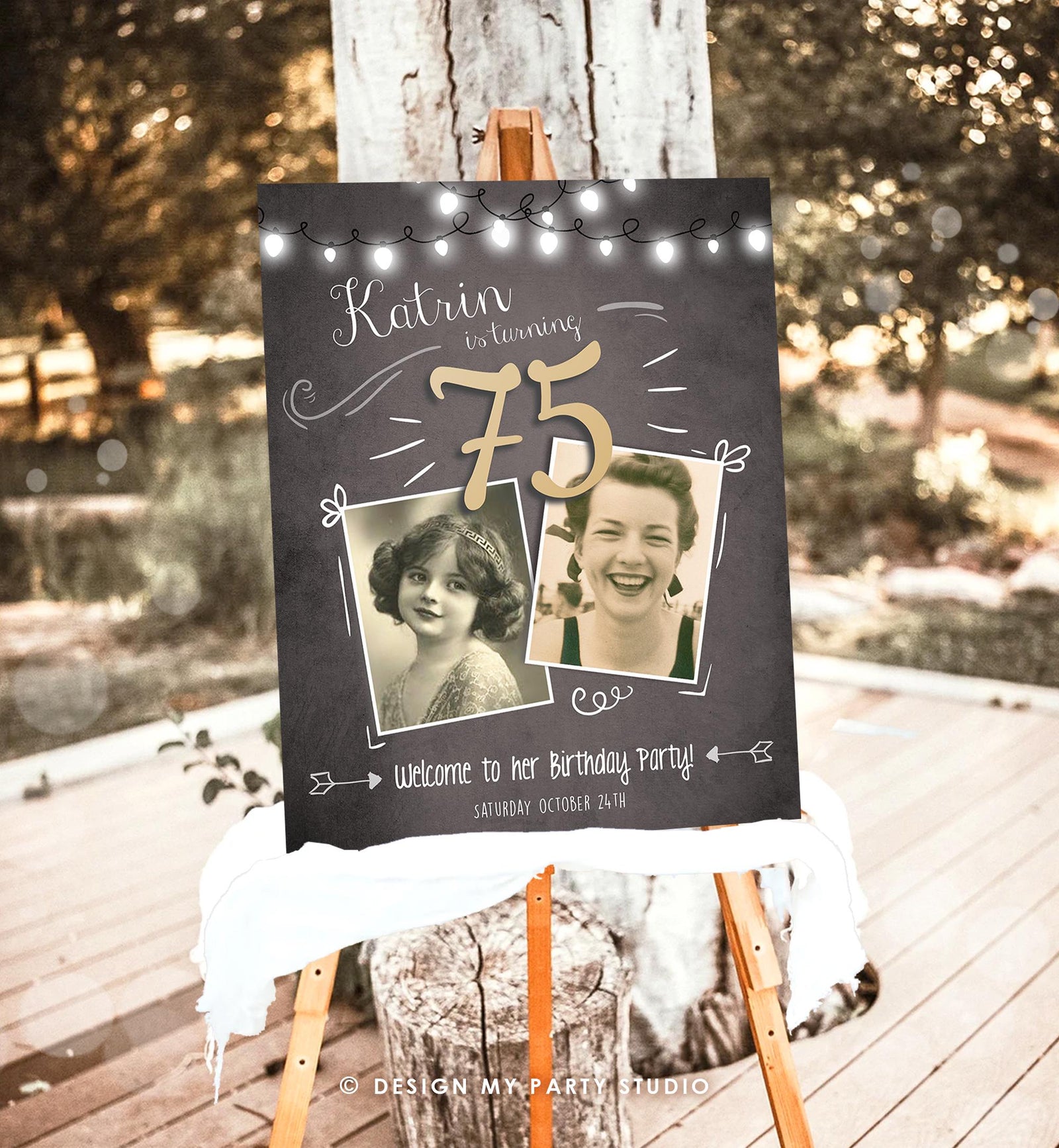 Editable Adult Birthday 90th 80th 70th Birthday Party Welcome Sign Poster Rustic Neutral Woman Men Decor Digital Template Printable 0230