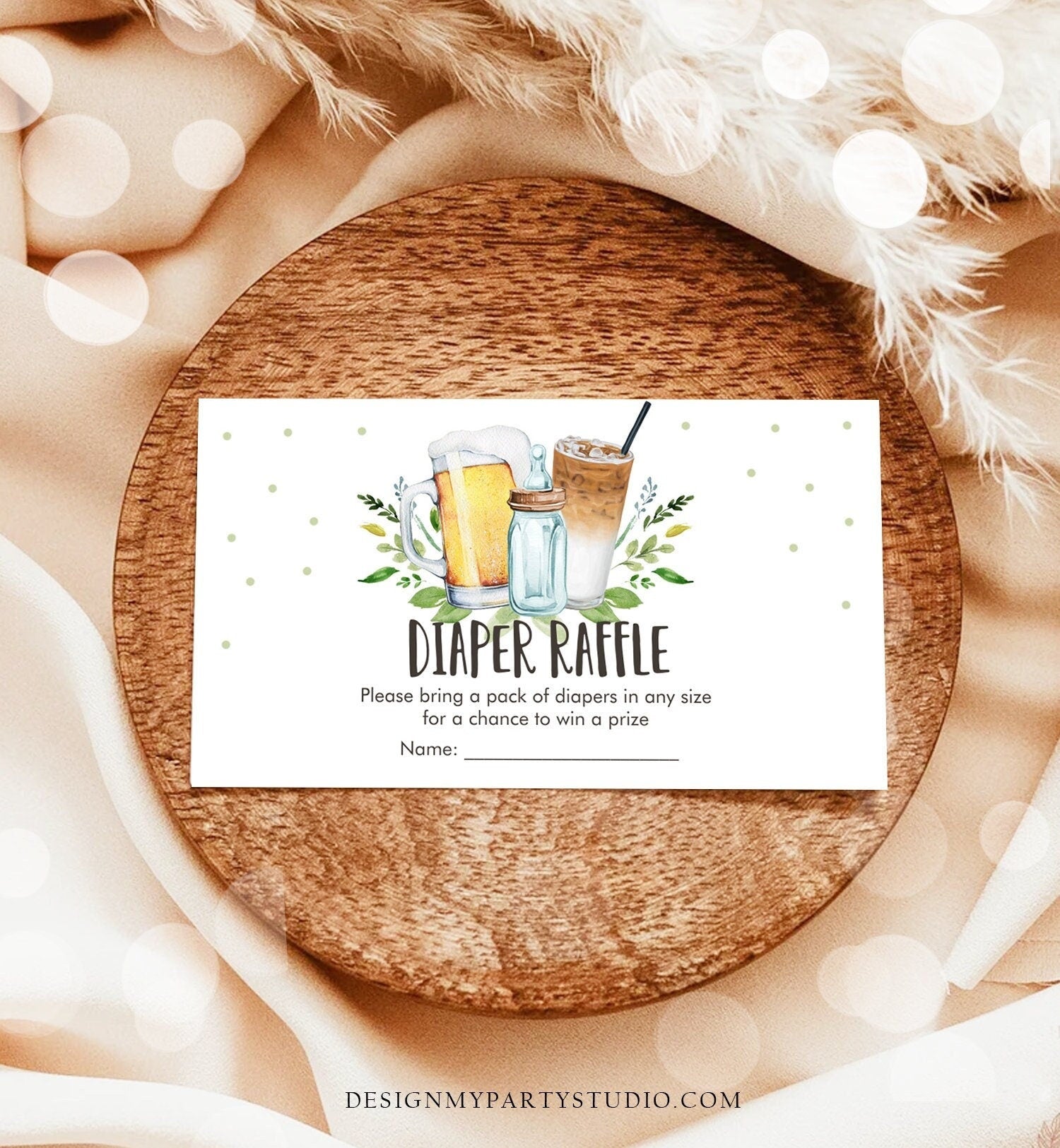 Editable Diaper Raffle Ticket Diaper Game Card Baby is Brewing Baby Shower Beers and Bottles Digital Download Template Printable 0190