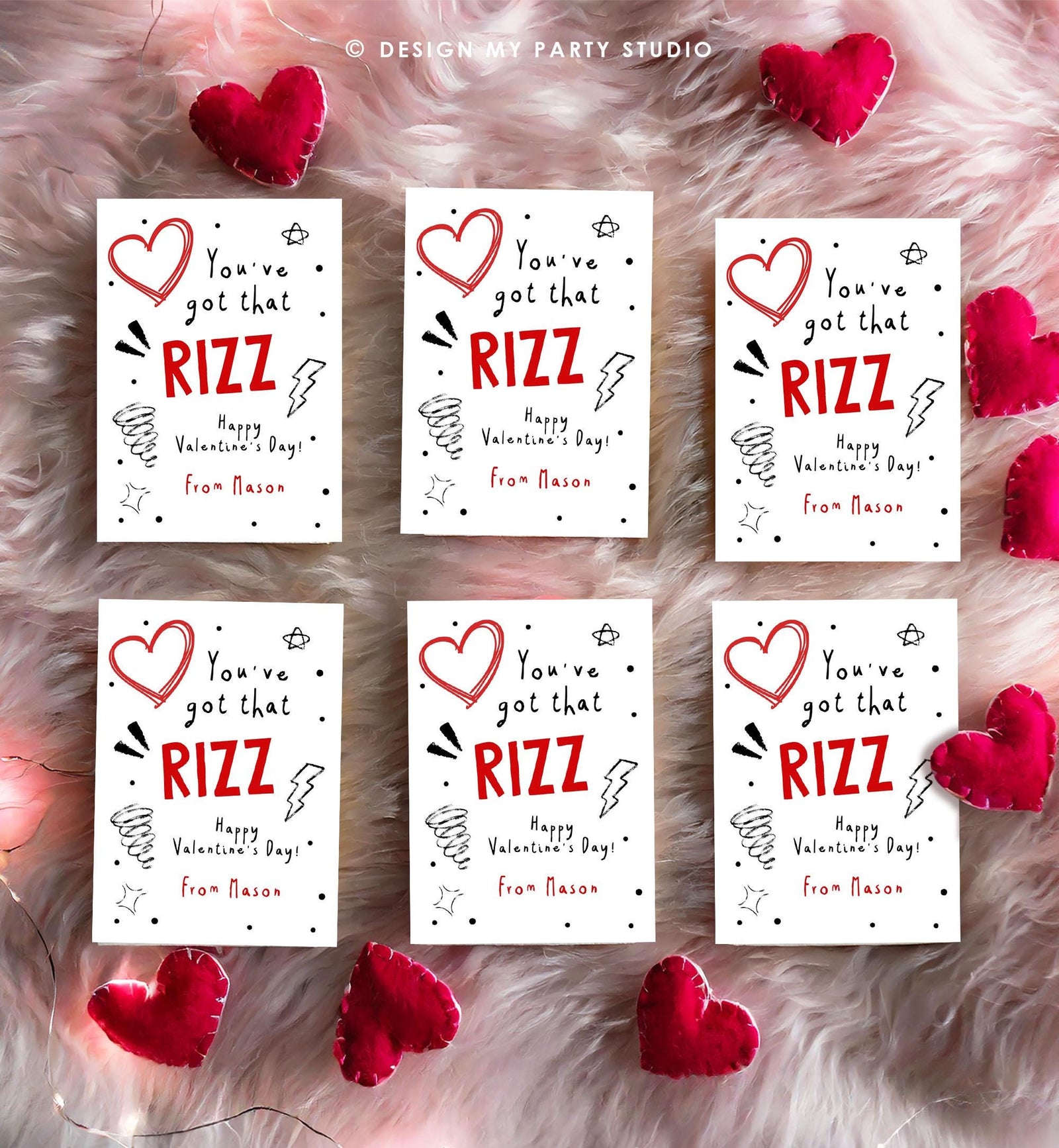 Editable Funny Valentine's Day Card Slang Valentine Kids Rizz Teen Boys Tween Tag Kids School Classroom Card Digital Template Printable 0370