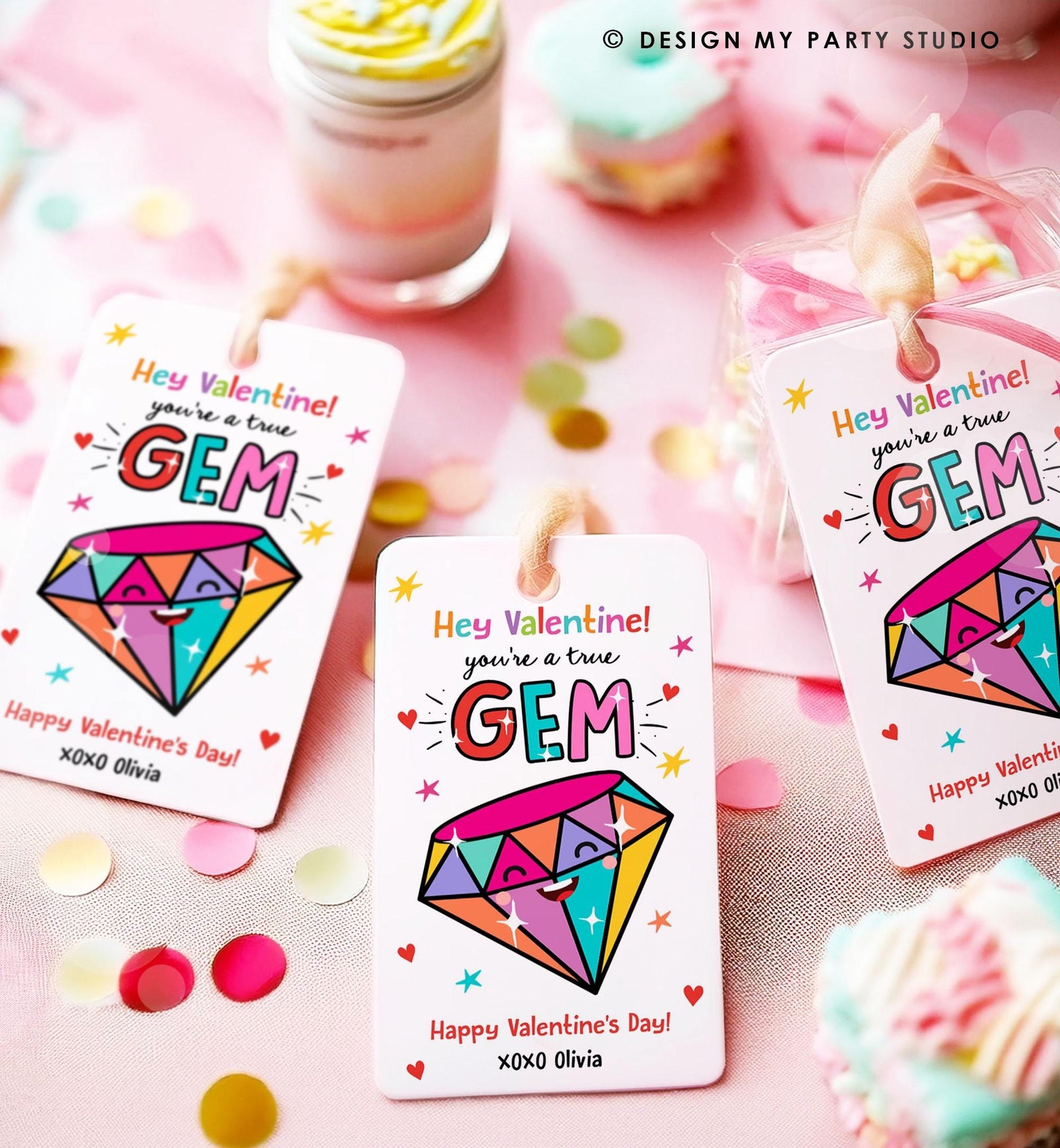 Editable Valentines Day Card You're a Gem Classroom Valentine's Gift Tag Friendship Kids School Template Printable Digital Download 0370