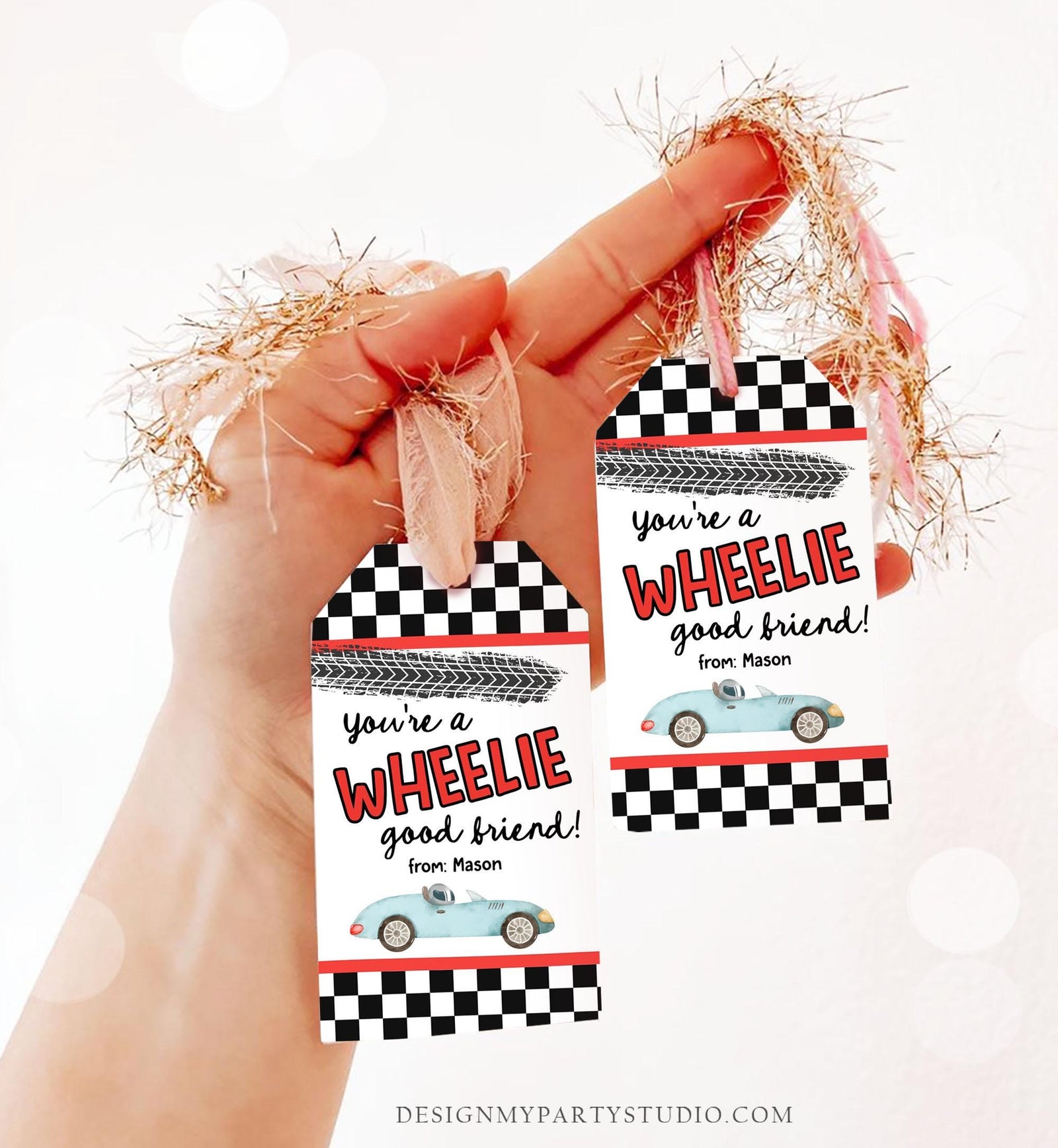 Editable Car Themed Valentine's Day Gift Tag Wheelie Good Friend Valentine Card Boys Favor Classroom School Digital Download Printable 0370