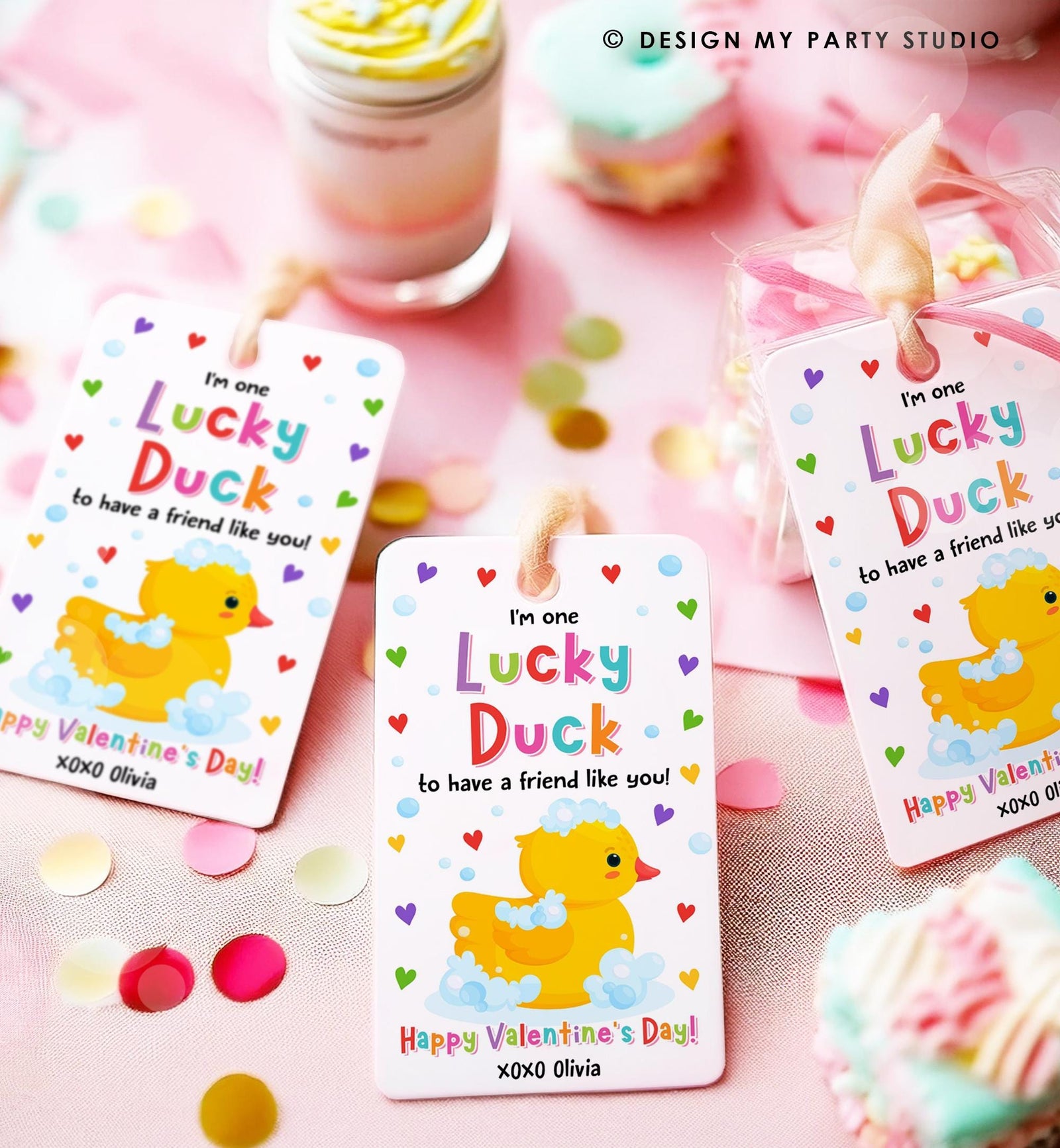 Editable One Lucky Duck Valentines Day Gift Tag Valentine Bath Rubber Duck Non Candy Favor Kids School Classroom Template Printable 0370