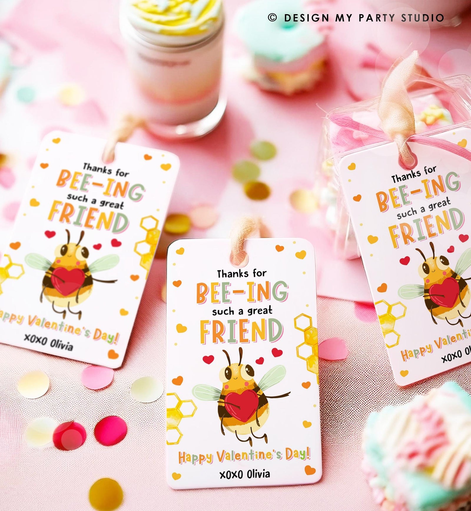 Editable Thanks for Bee-ing such a great Friend Valentines Day Gift Tag Valentine Bee Honey Kids School Classroom Template Printable 0370