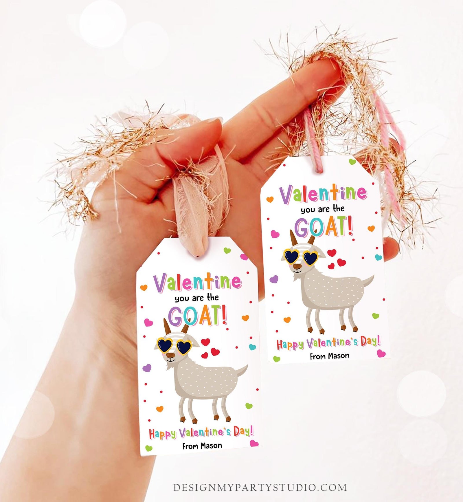 Editable Valentine You Are the GOAT Valentines Day Gift Tag Valentine Greatest of All Time Kids School Classroom Template Printable 0370