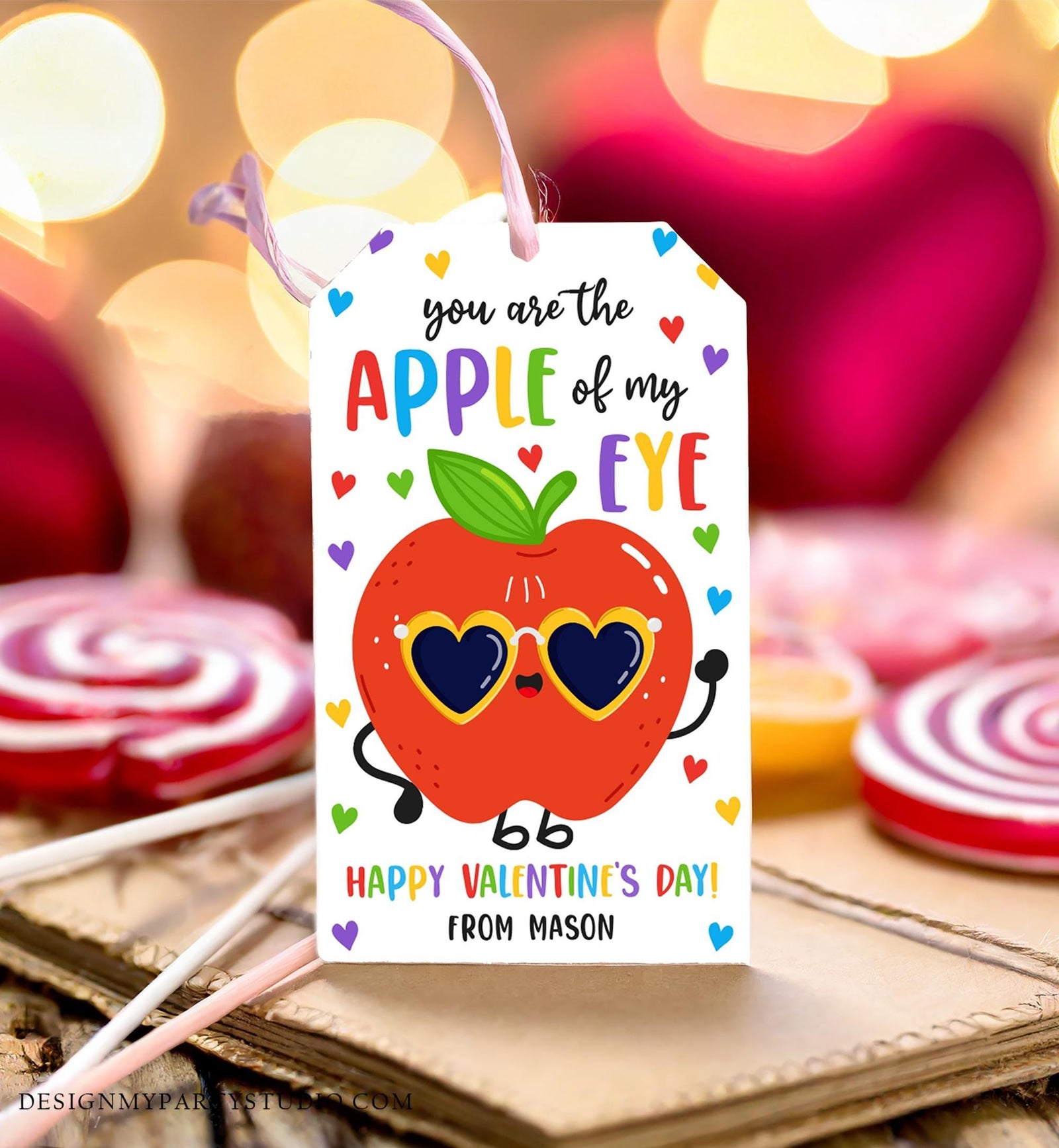 Editable You are the Apple of my Eye Valentines Day Gift Tag Applesauce Fruit Juice Favor Kids School Classroom Template Printable 0370