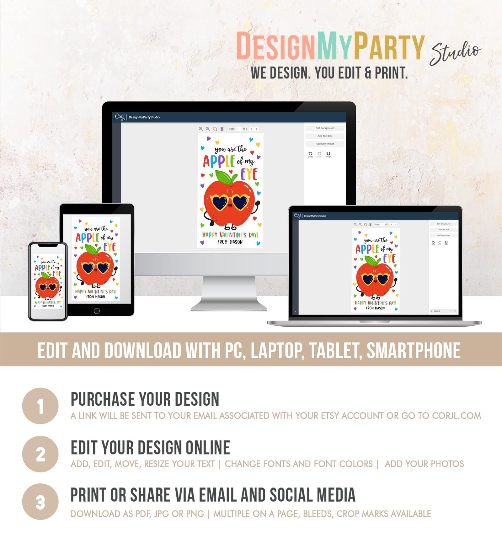 Editable You are the Apple of my Eye Valentines Day Gift Tag Applesauce Fruit Juice Favor Kids School Classroom Template Printable 0370