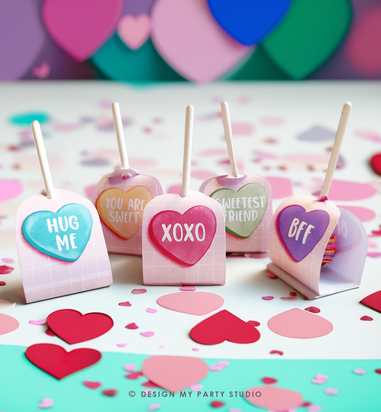 Editable Valentine's Day Lollipop Tags Valentine Gift Tag Candy Hearts Kids School Sucker Tags Classroom Digital Template Printable 0370