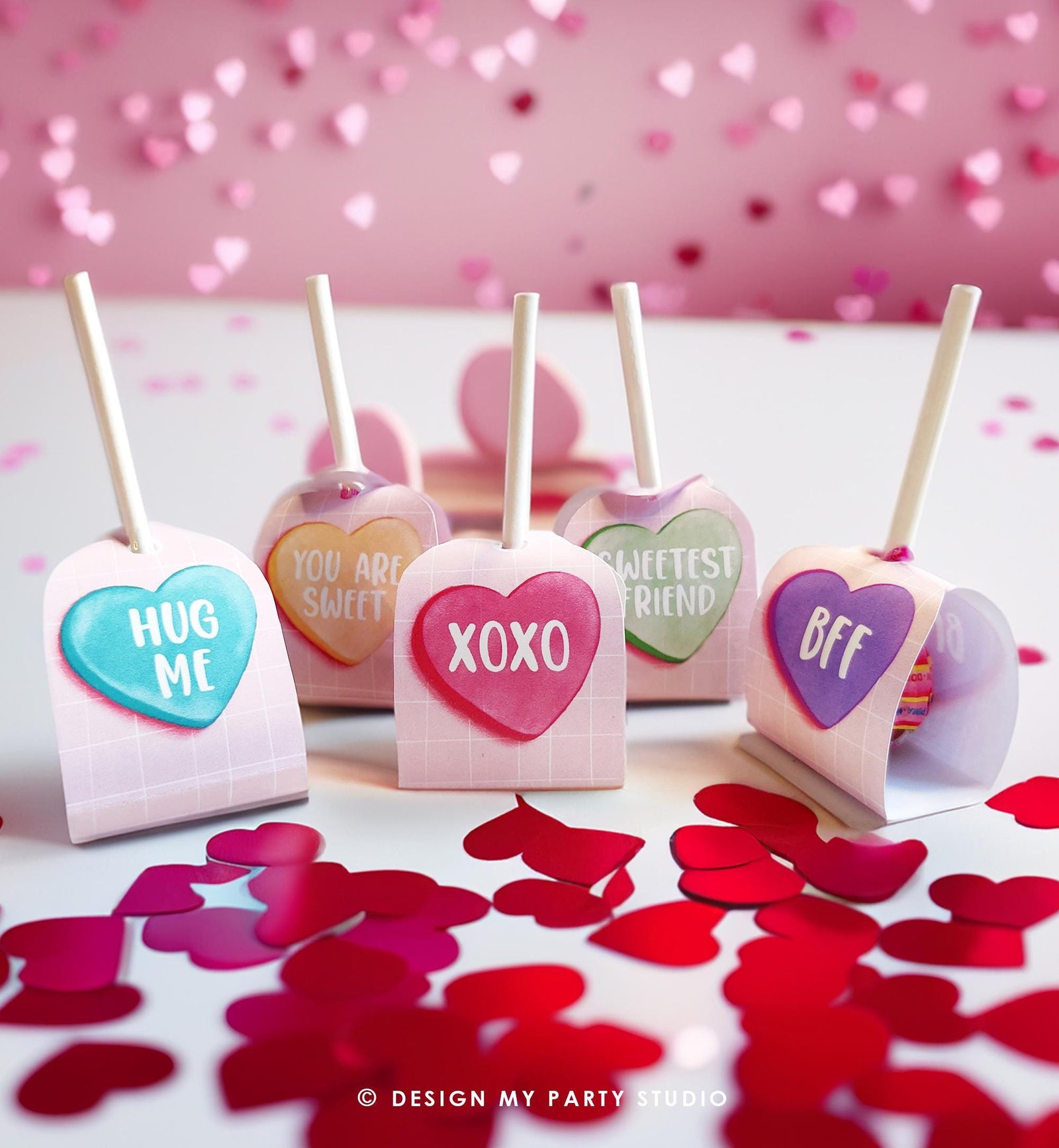 Editable Valentine's Day Lollipop Tags Valentine Gift Tag Candy Hearts Kids School Sucker Tags Classroom Digital Template Printable 0370