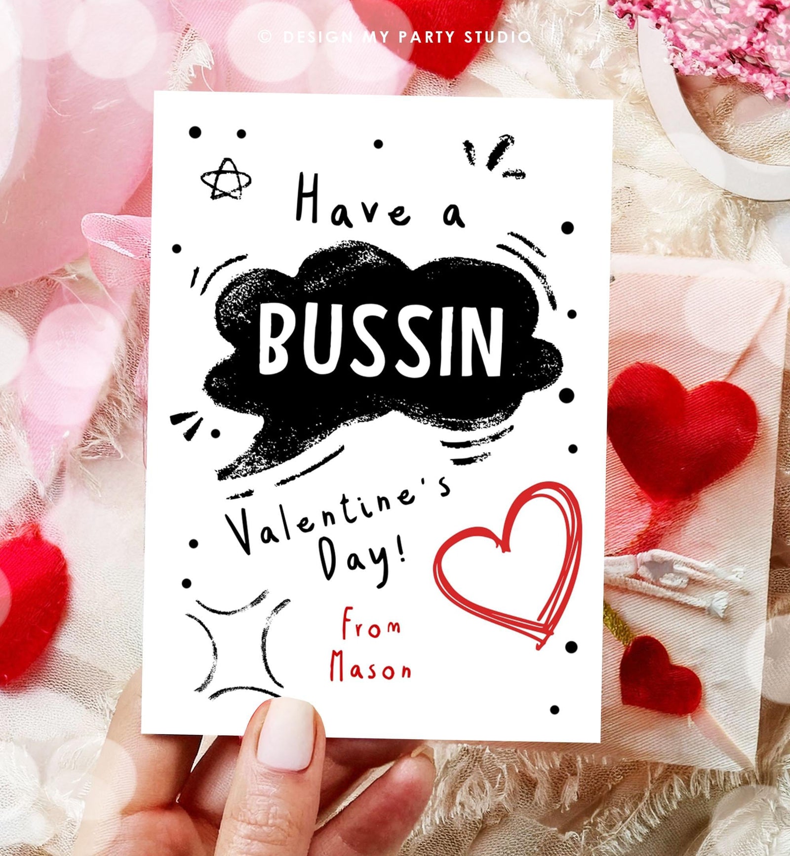 Editable Funny Valentine's Day Card Slang Valentine Kids Bussin Teen Boys Tween Tag Kids School Classroom Digital Template Printable 0370