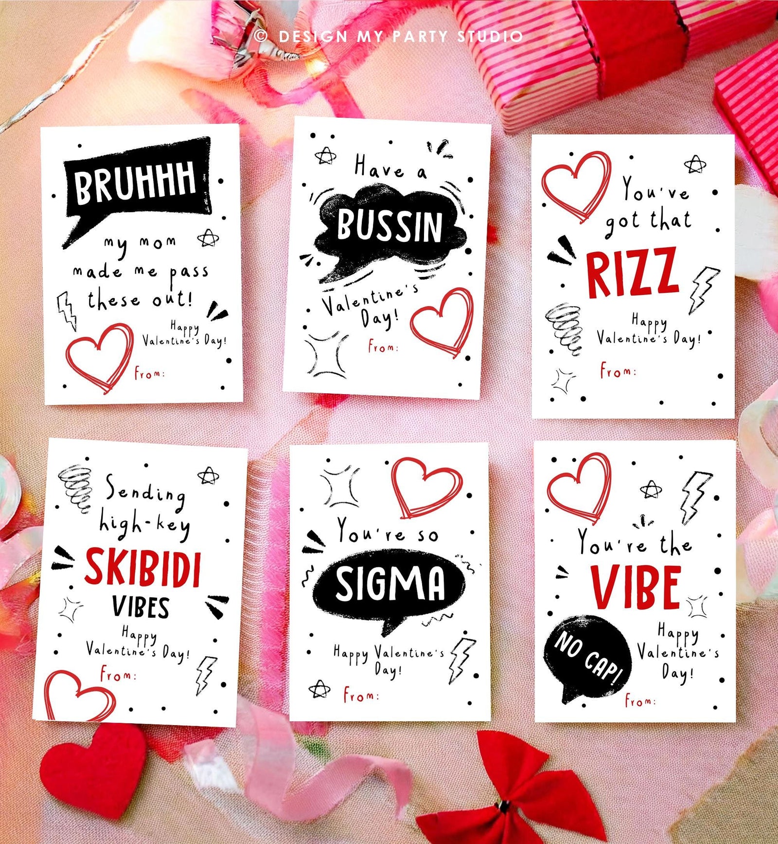 Printable Funny Valentine's Day Cards Slang Kids Valentine Classroom Teen Tween School Boys Valentine Card Digital Instant Download 0370