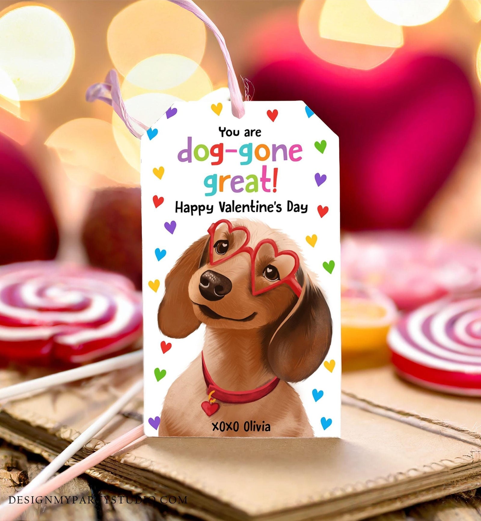 Editable Valentine's Day Tag Dog-gone Great Friend Valentine Gift Tag Puppy Kids School Classroom Funny Card Digital Template Printable 0370