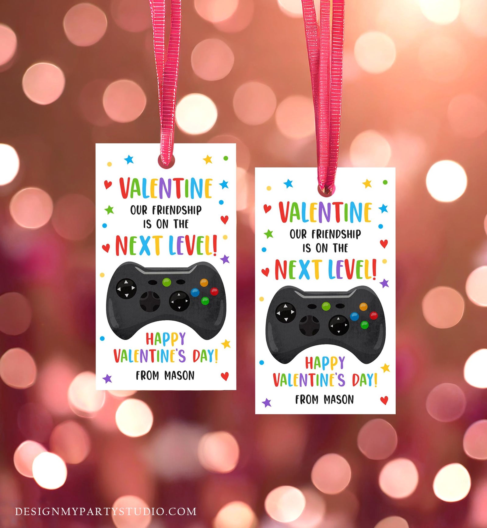 Editable Next Level Gaming Valentines Day Gift Tag Our Friendship Video Game Gamer Non-Candy Kids School Classroom Template Printable 0370