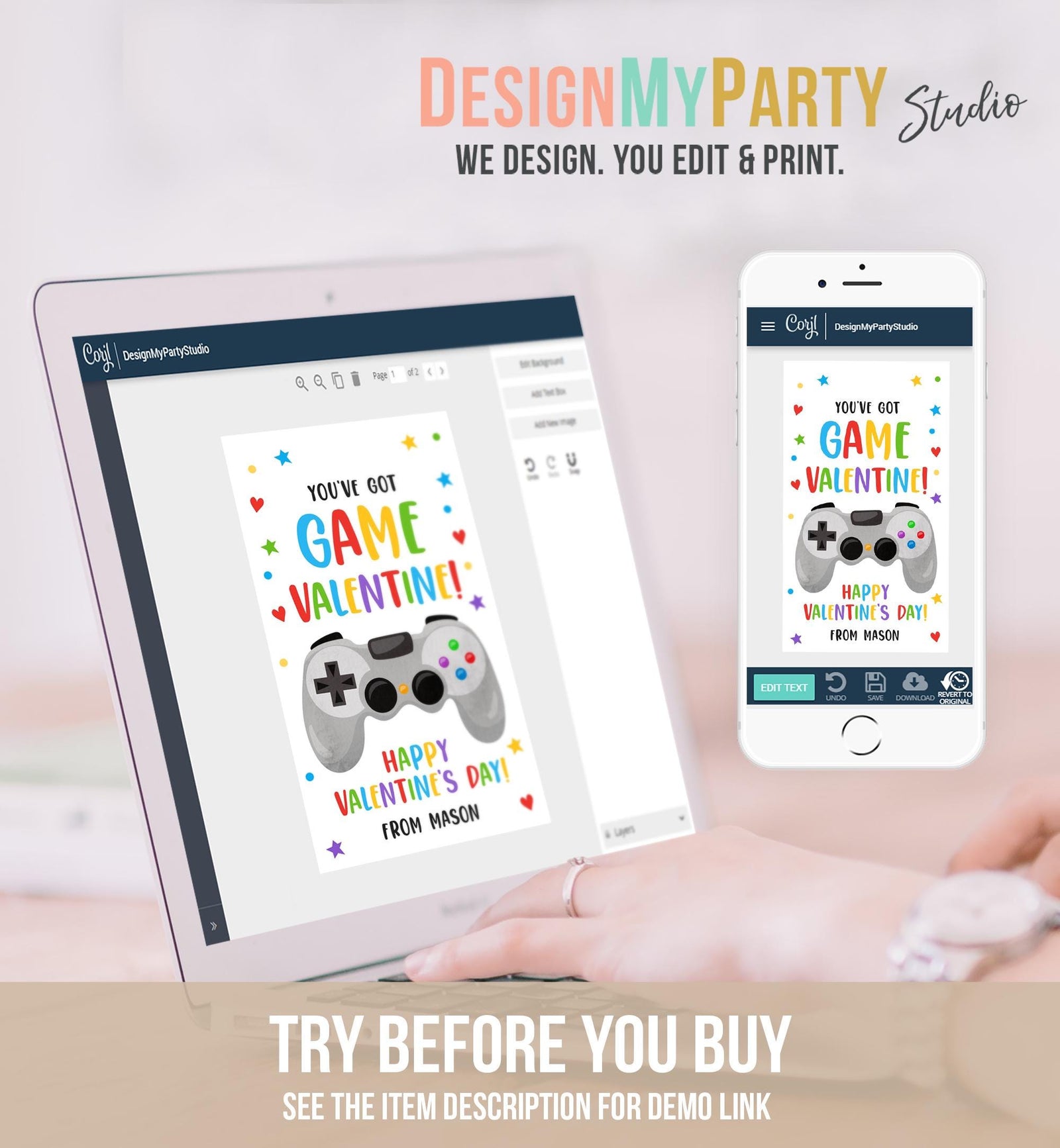 Editable You've Got Game Valentines Day Gift Tag Gaming Video Game Gamer Non-Candy Kids School Classroom Template Printable 0370