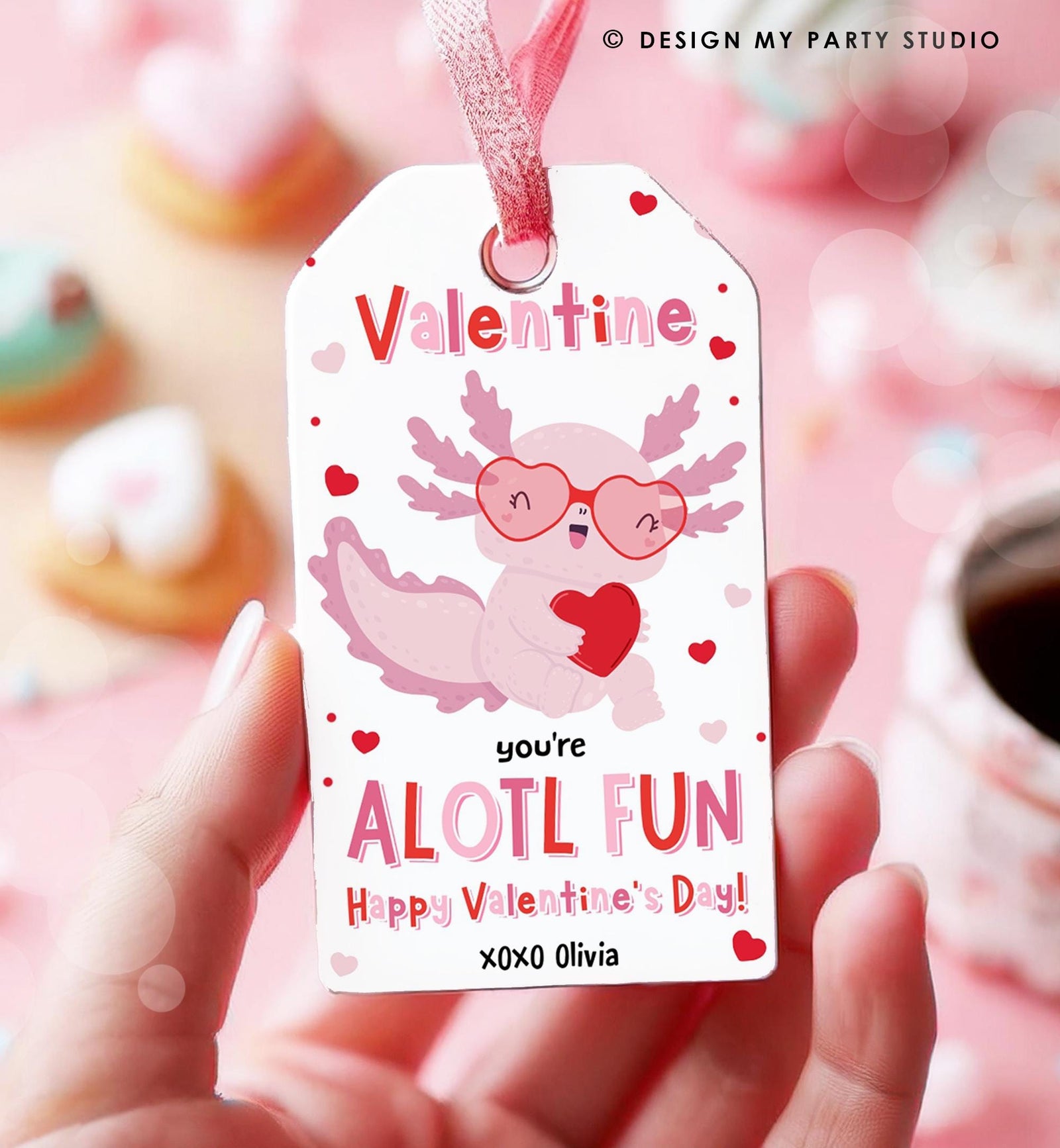 Editable Axolotl You're Alotl Fun Valentines Day Gift Tag Valentine Fish Ocean Goody Bag Favor Kids School Classroom Template Printable 0370