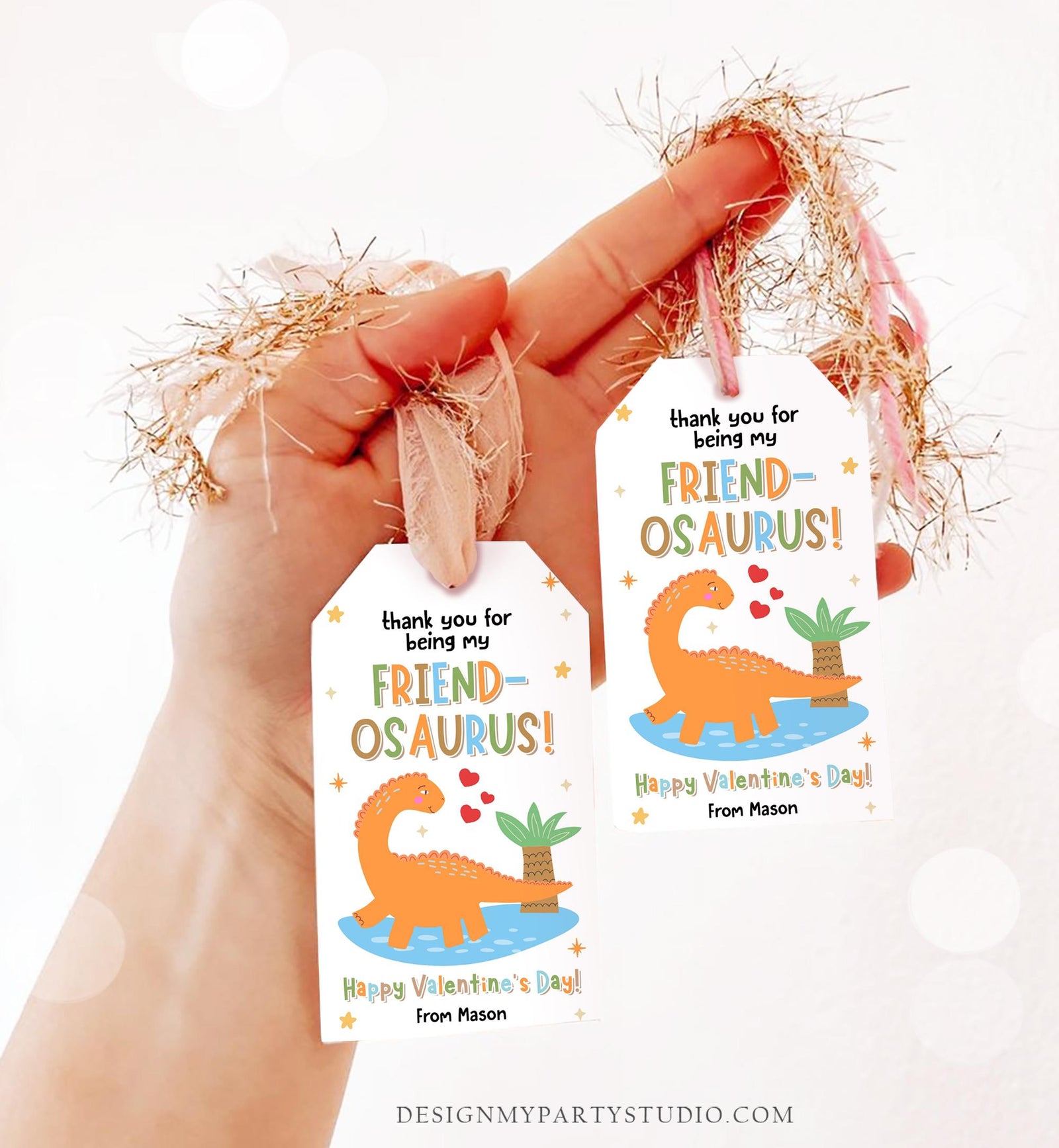 Editable Friend-Osaurus Valentines Day Gift Tag Dinosaur Dino Friendosaurus Card Favor Kids School Classroom Template Printable 0370