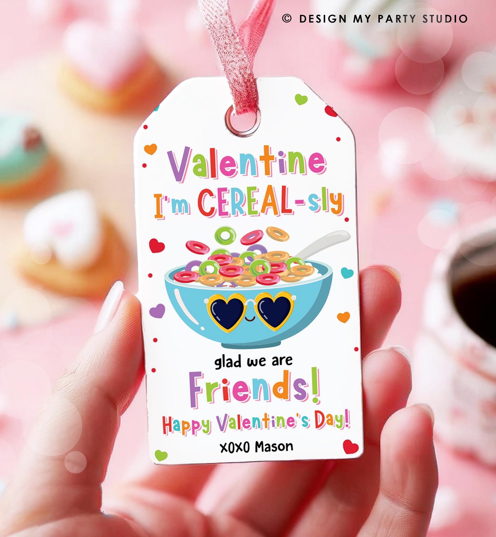 Editable I'm Cereal-Sly Glad We Are Friends Valentines Day Gift Tag Valentine Breakfast Cereal Kids School Classroom Template Printable 0370