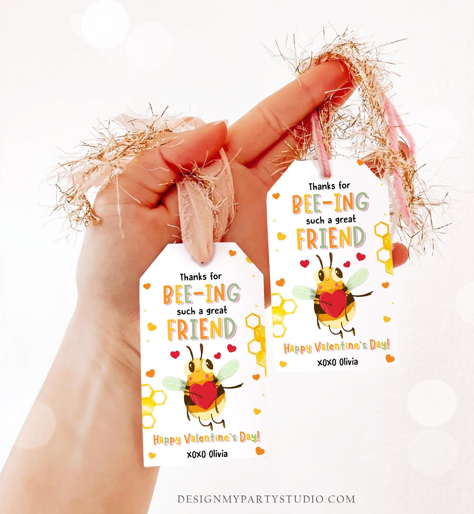 Editable Thanks for Bee-ing such a great Friend Valentines Day Gift Tag Valentine Bee Honey Kids School Classroom Template Printable 0370