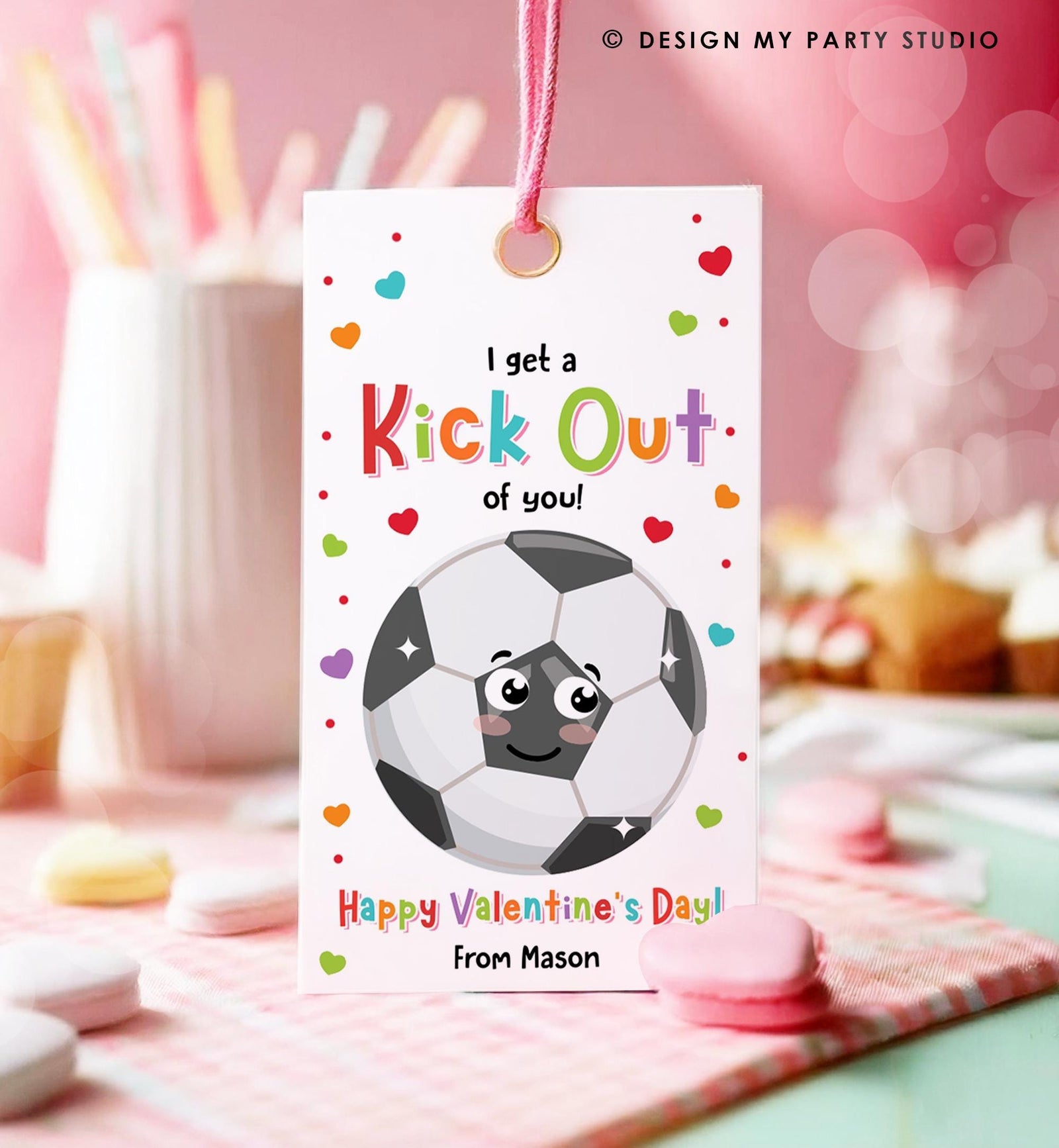 Editable I Get a Kick Out of You Valentines Day Gift Tag Soccer Football Goals Keeper Card Kids School Classroom Template Printable 0370